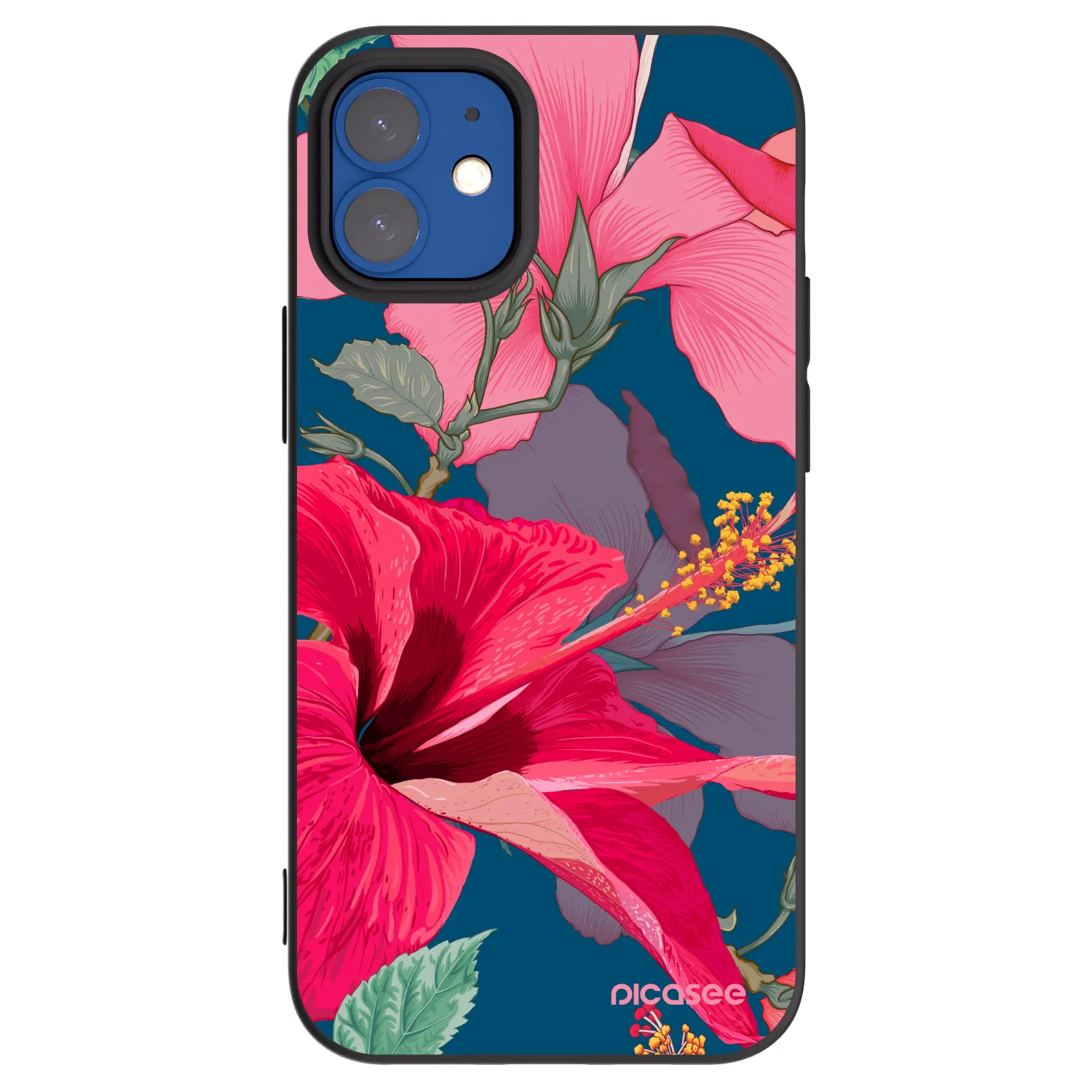 Picasee silikónový čierny obal pre Apple iPhone 12 mini - Hibiscus