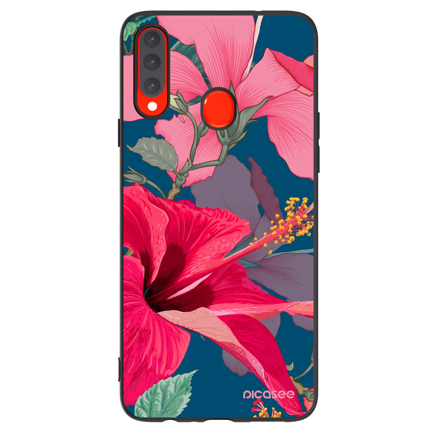 Picasee silikónový čierny obal pre Samsung Galaxy A20s - Hibiscus
