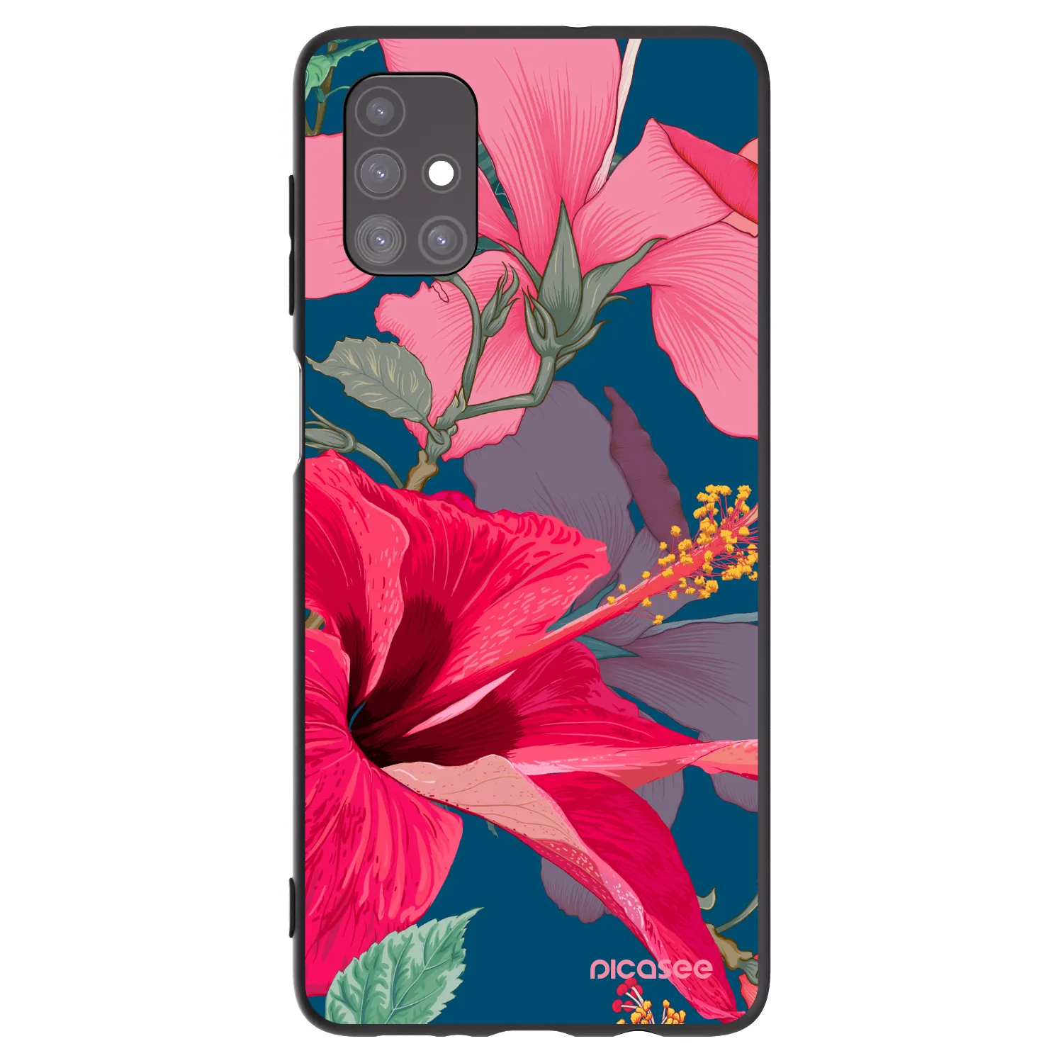 Picasee silikónový čierny obal pre Samsung Galaxy M51 M515F - Hibiscus