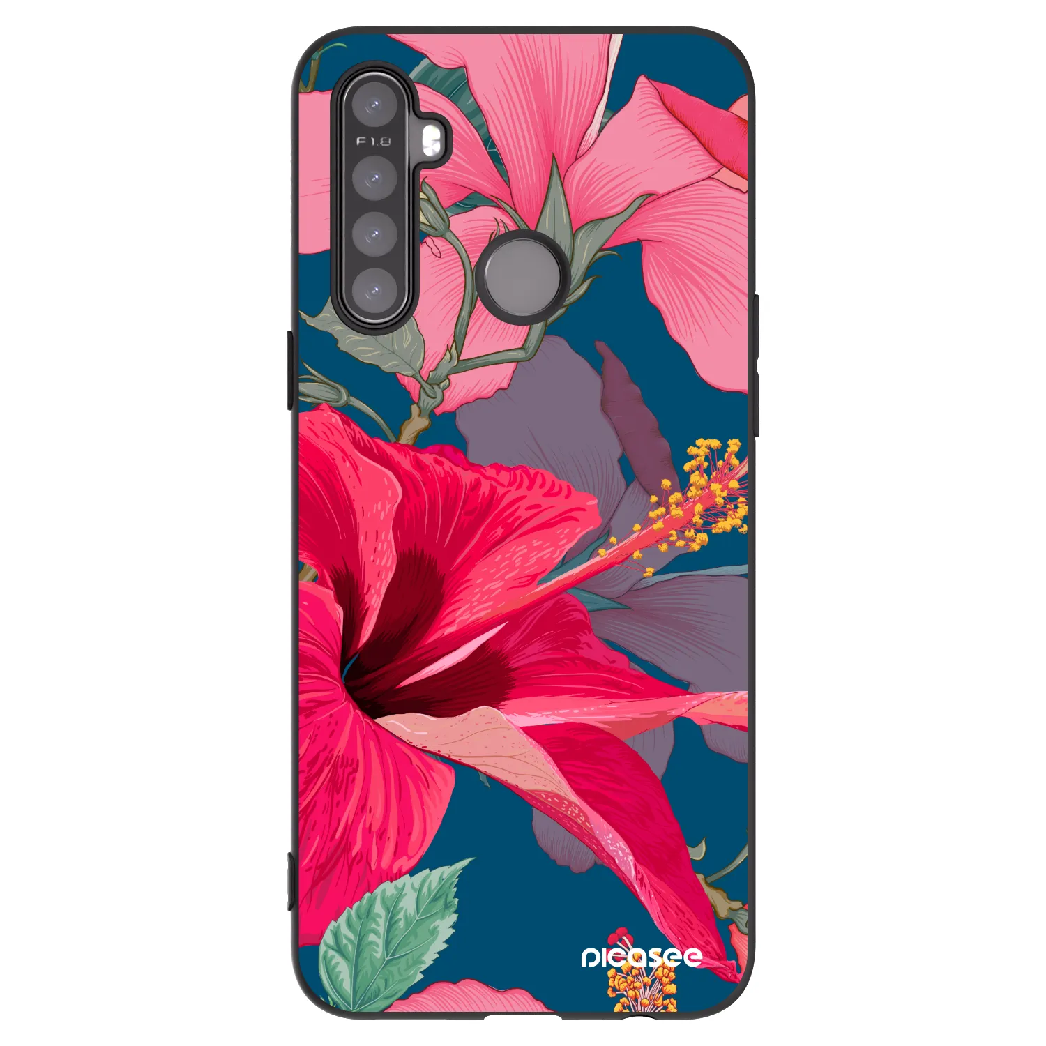 Picasee silikónový čierny obal pre Realme 6i - Hibiscus