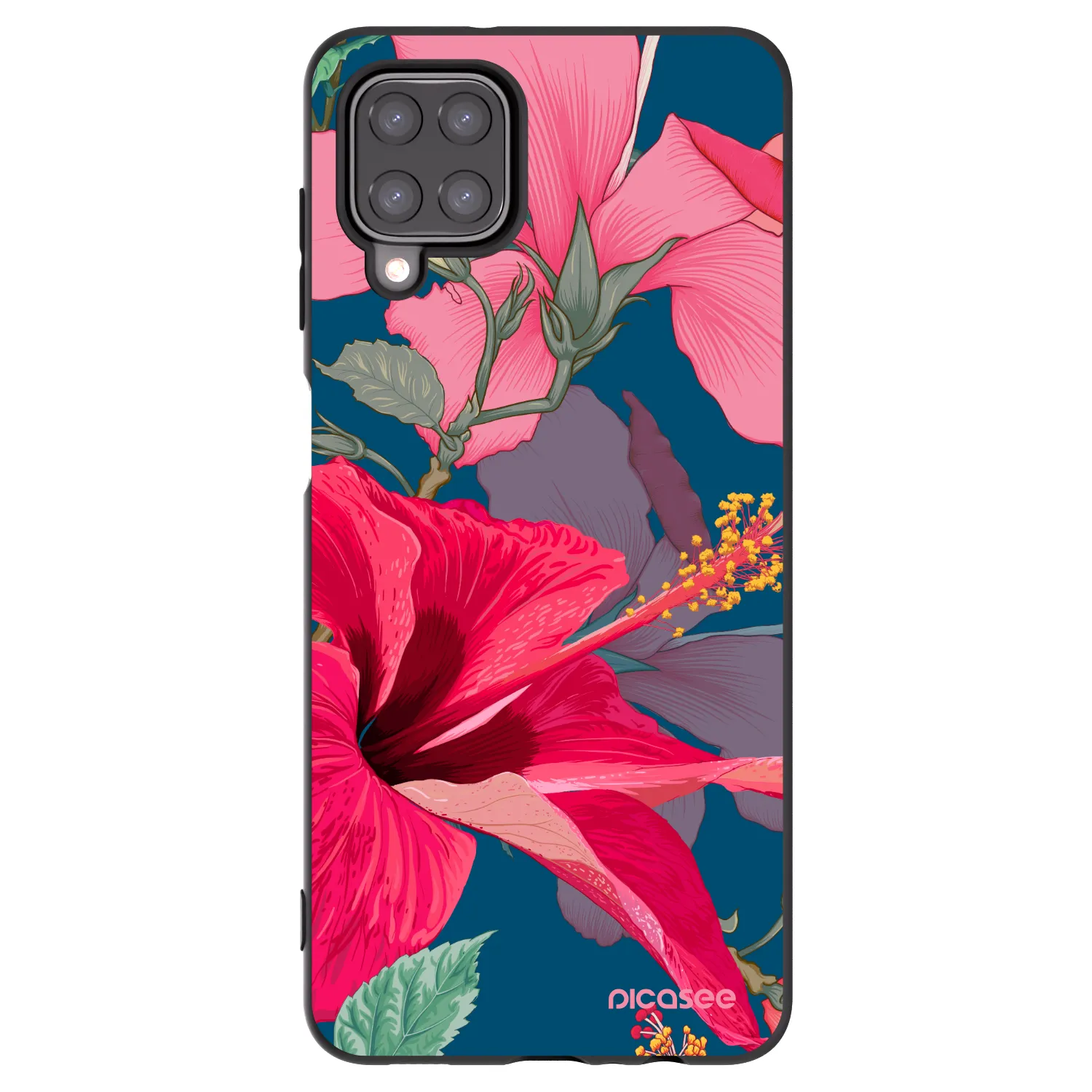Picasee silikónový čierny obal pre Samsung Galaxy A12 A125F - Hibiscus