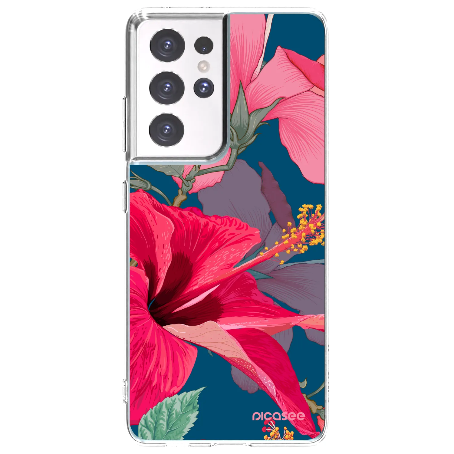 Picasee silikónový prehľadný obal pre Samsung Galaxy S21 Ultra 5G G998B - Hibiscus