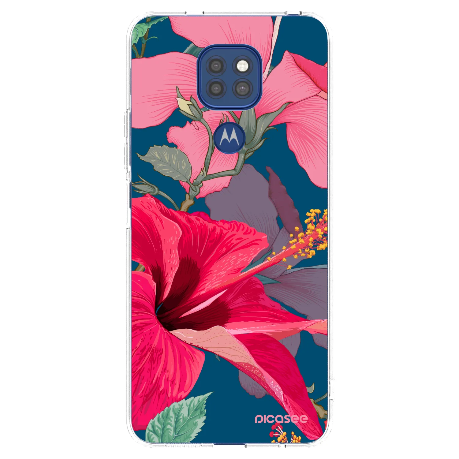 Silikónový prehľadný obal pre Motorola Moto G9 Play - Hibiscus