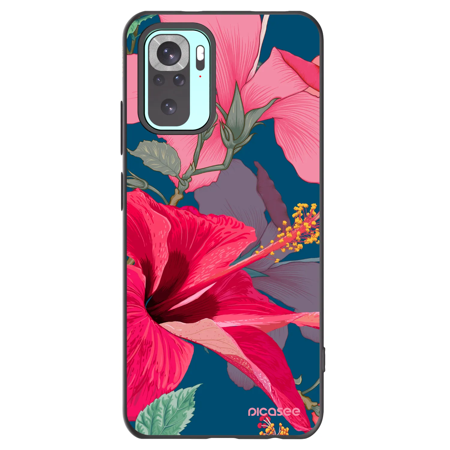 Picasee silikónový čierny obal pre Xiaomi Redmi Note 10 Pro - Hibiscus