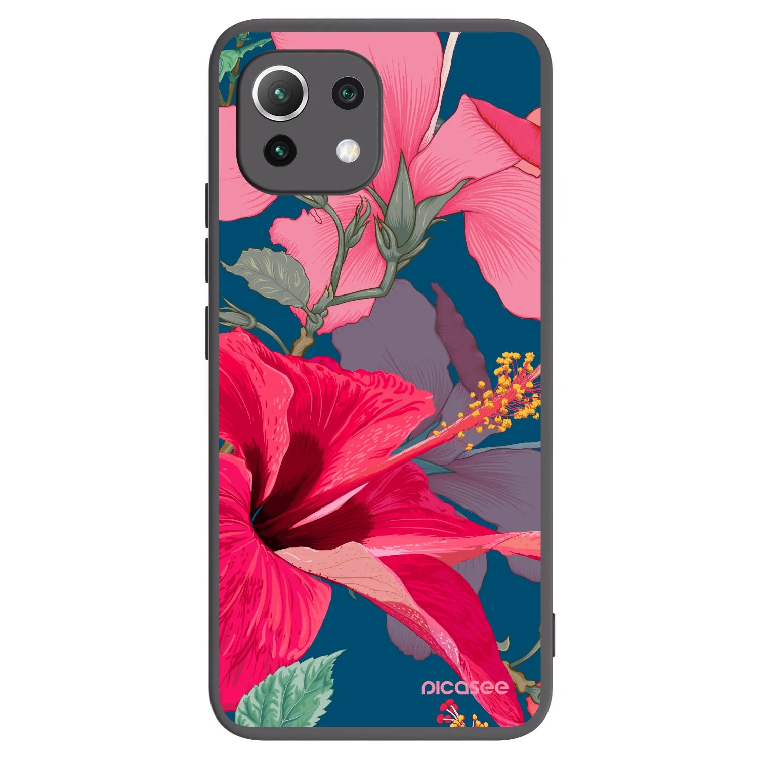 Picasee silikónový čierny obal pre Xiaomi Mi 11 Lite - Hibiscus
