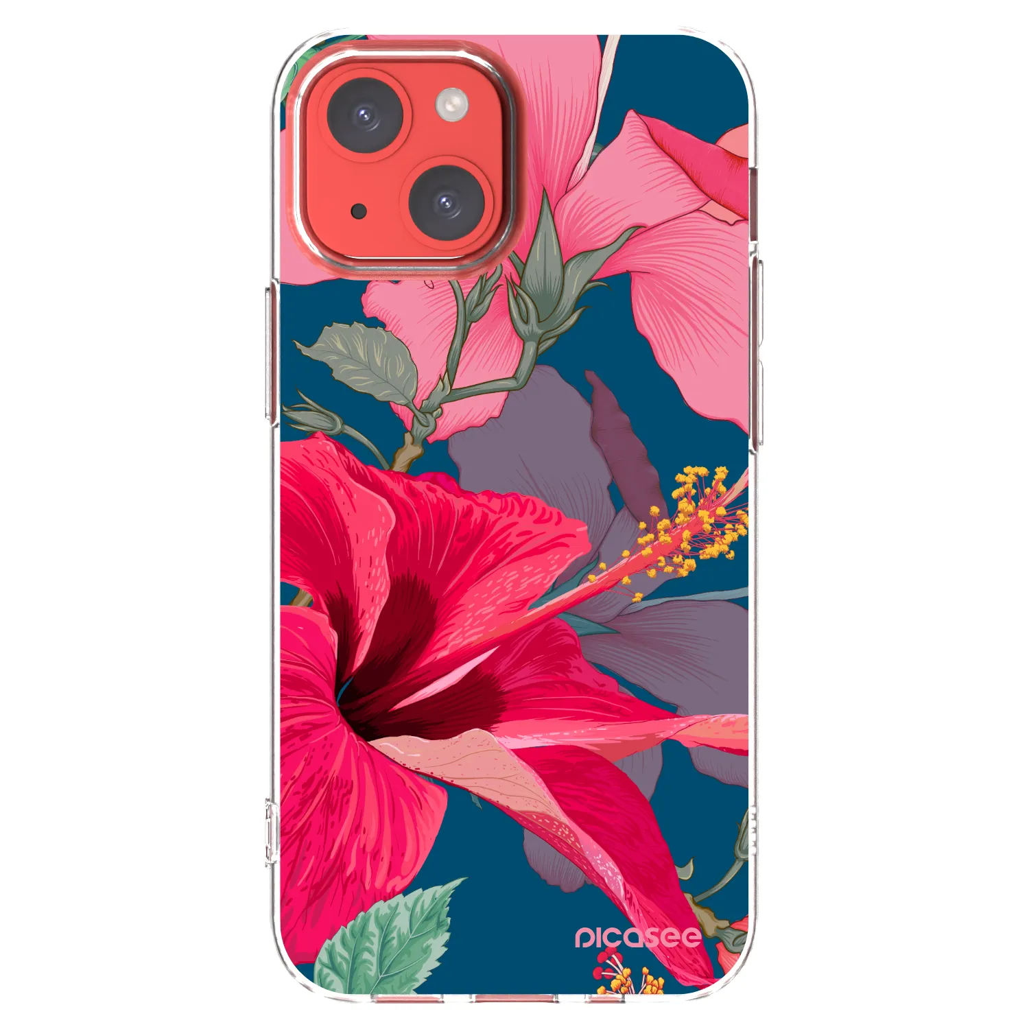 Picasee silikónový prehľadný obal pre Apple iPhone 13 mini - Hibiscus