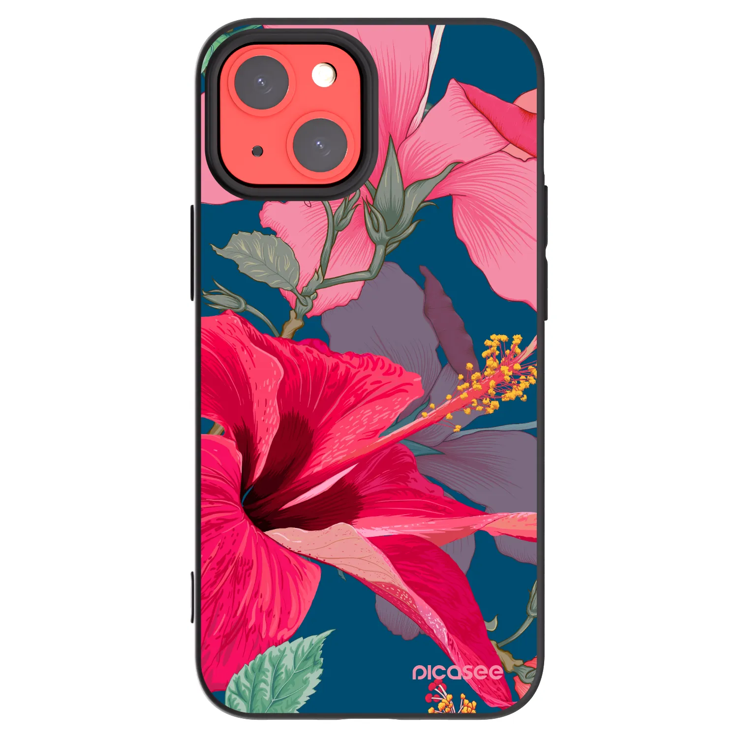 Picasee silikónový čierny obal pre Apple iPhone 13 mini - Hibiscus