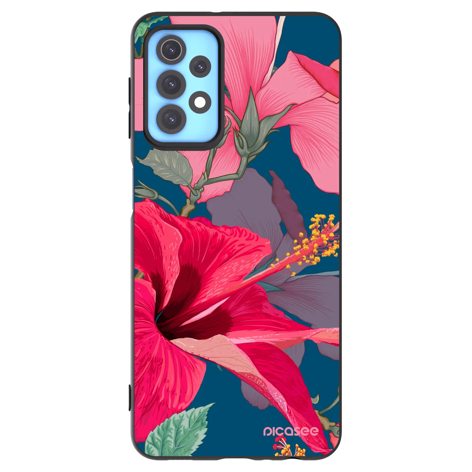 Picasee silikónový čierny obal pre Samsung Galaxy A32 4G SM-A325F - Hibiscus