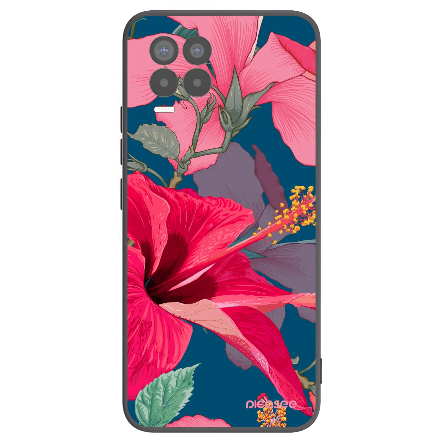 Picasee silikónový čierny obal pre Realme 8 Pro - Hibiscus
