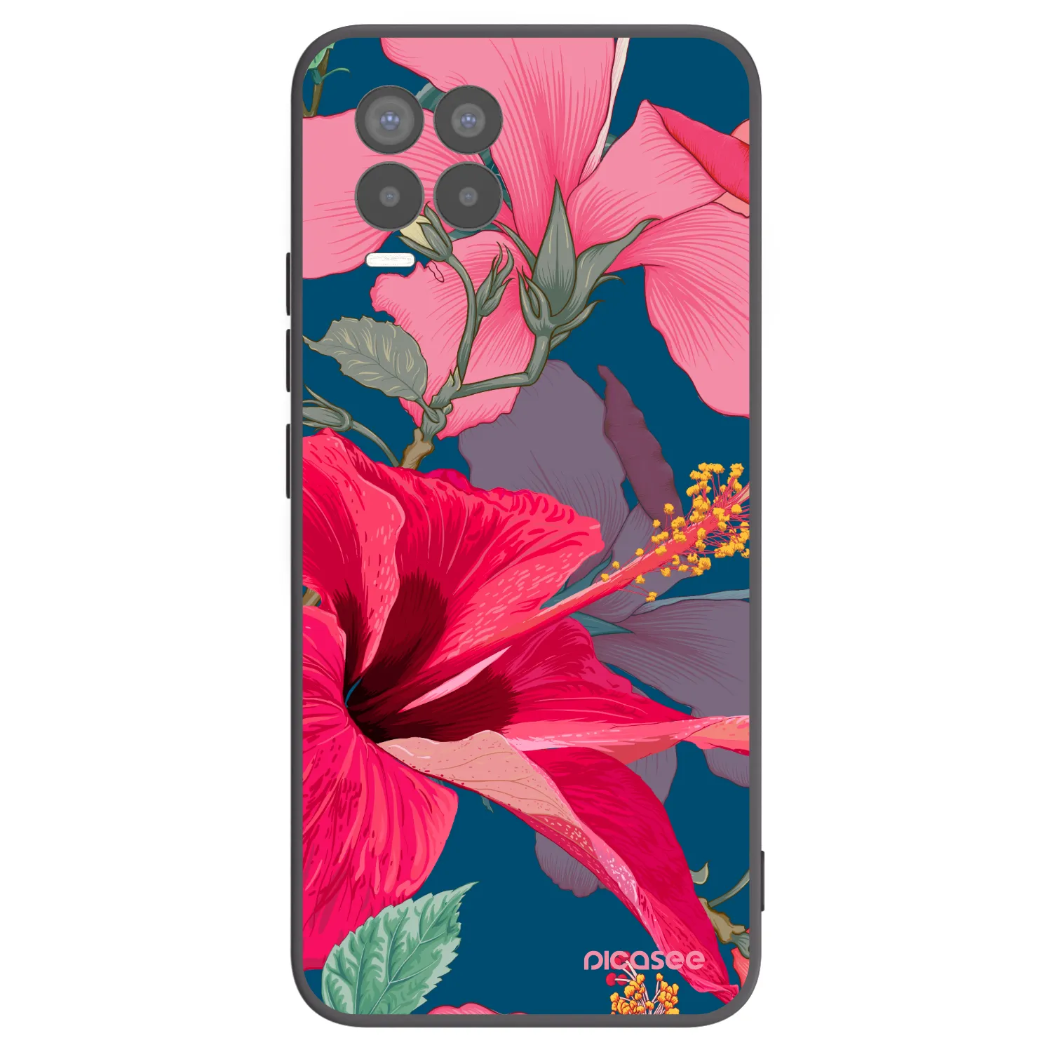 Picasee silikónový čierny obal pre Realme 8 4G - Hibiscus