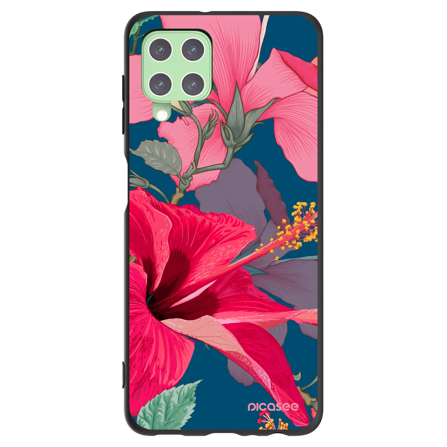 Picasee silikónový čierny obal pre Samsung Galaxy A22 A225F 4G - Hibiscus