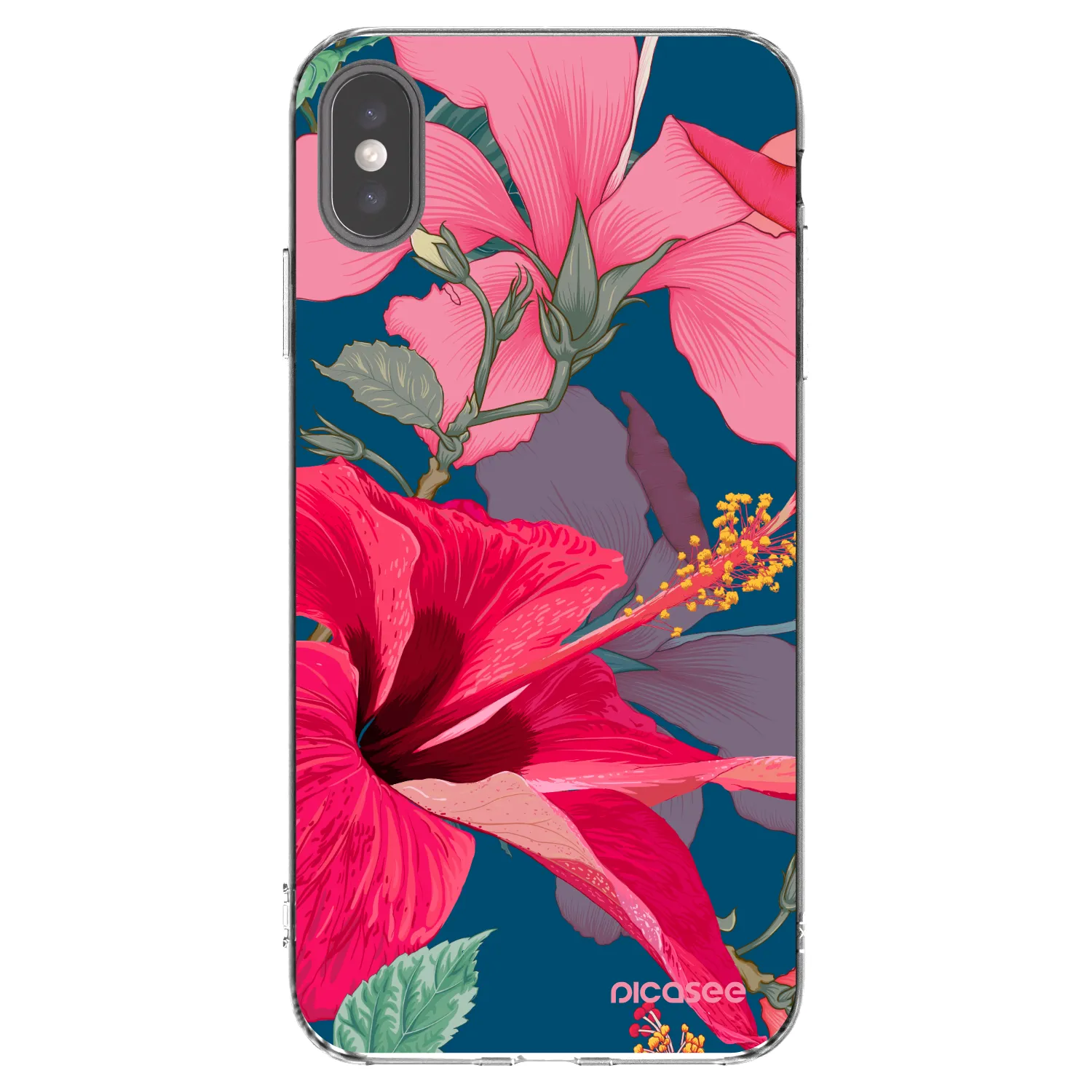 Picasee silikónový prehľadný obal pre Apple iPhone XS Max - Hibiscus