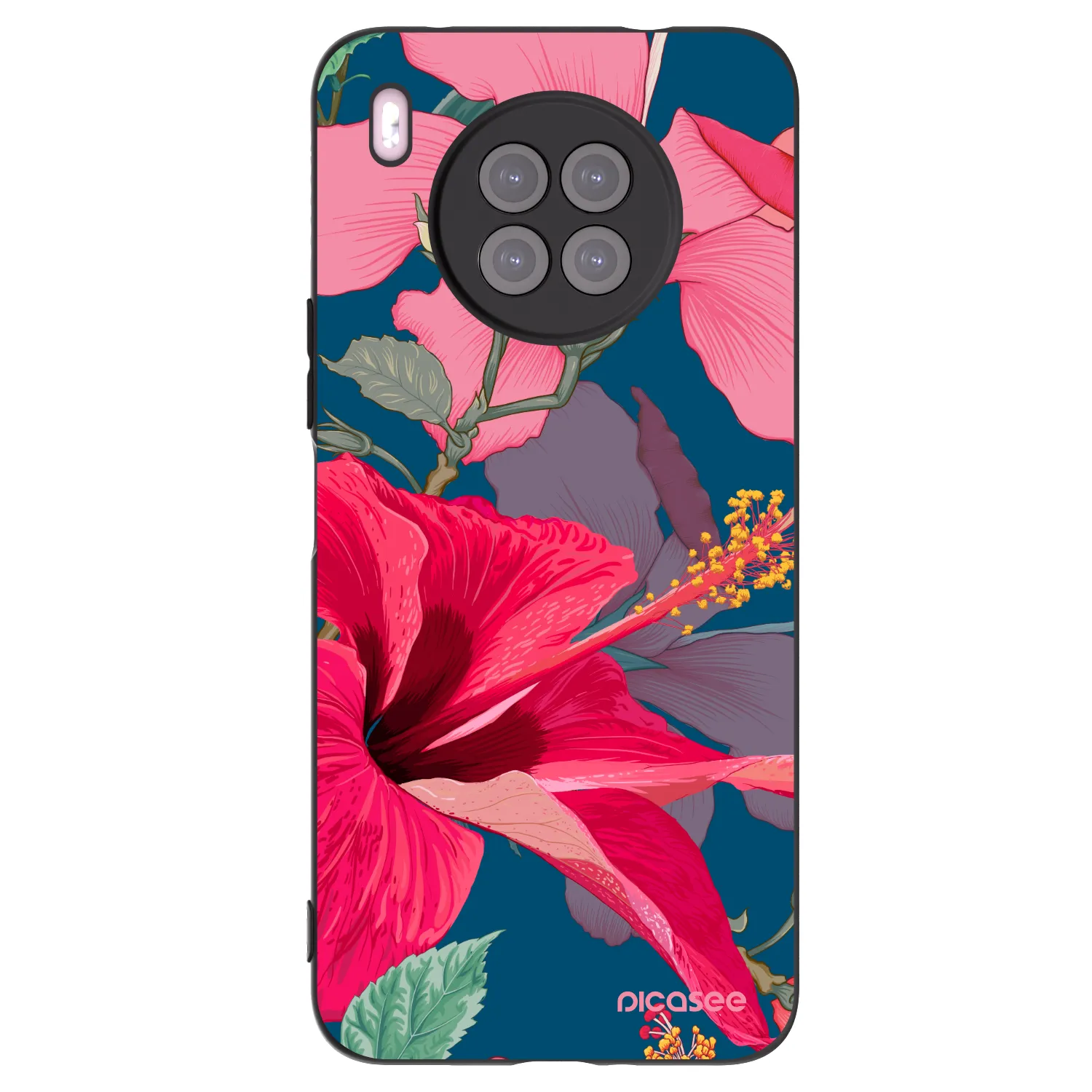 Picasee silikónový čierny obal pre Huawei Nova 8i - Hibiscus