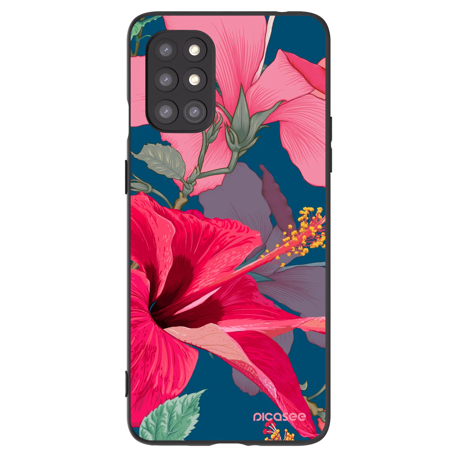 Picasee silikónový čierny obal pre OnePlus 8T - Hibiscus