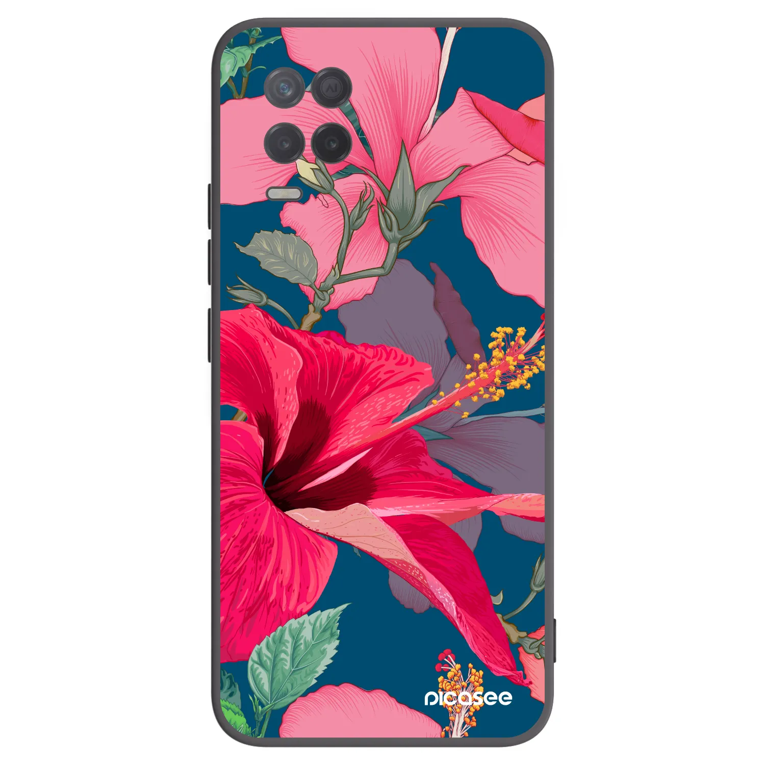 Picasee silikónový čierny obal pre Realme 8 5G - Hibiscus