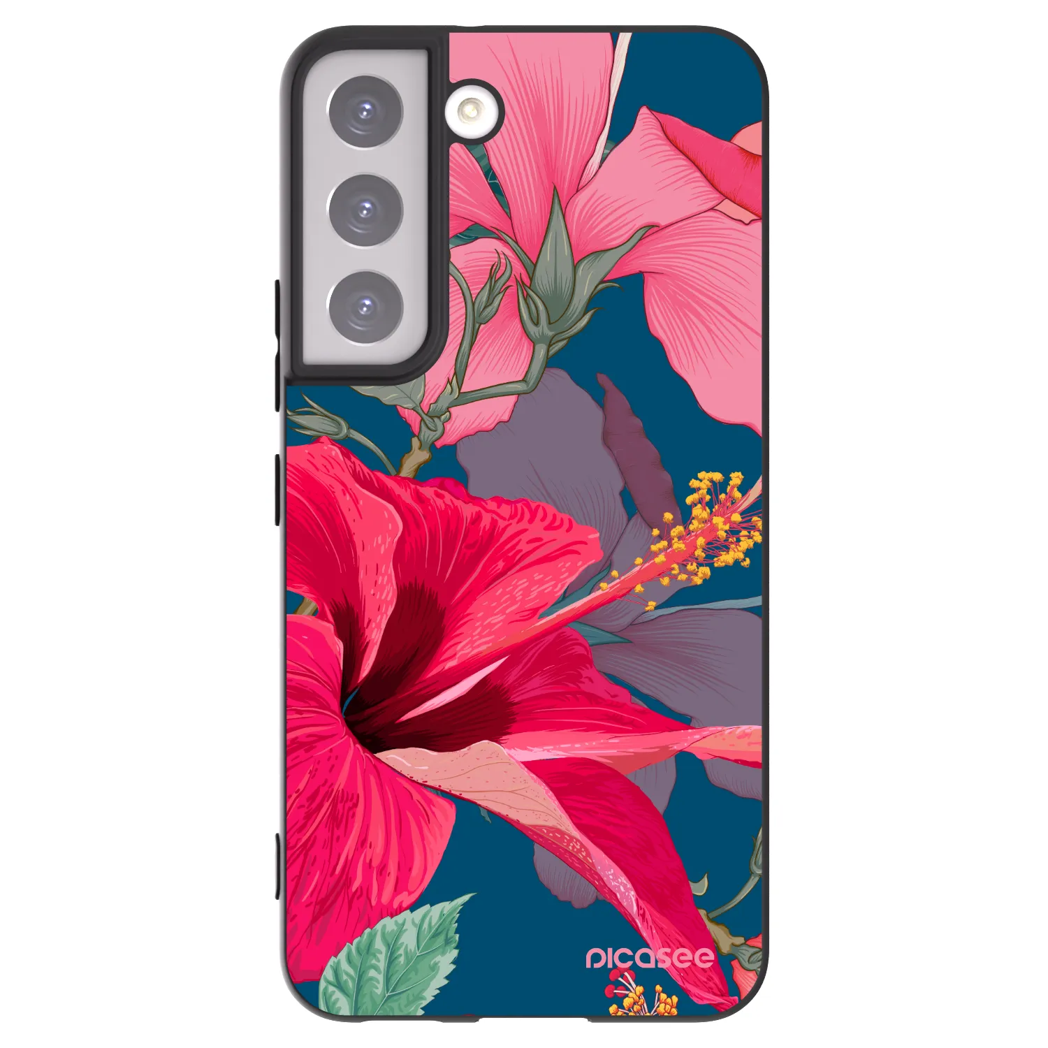 Silikónový čierny obal pre Samsung Galaxy S22 5G - Hibiscus
