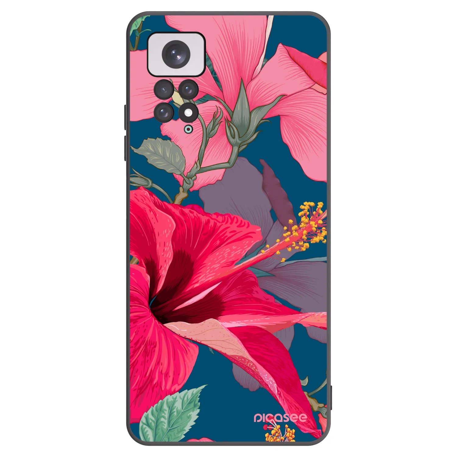 Picasee silikónový čierny obal pre Xiaomi Redmi Note 11 - Hibiscus