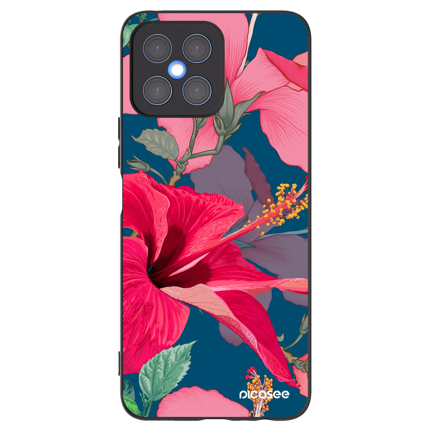 Picasee silikónový čierny obal pre Honor X8 4G - Hibiscus