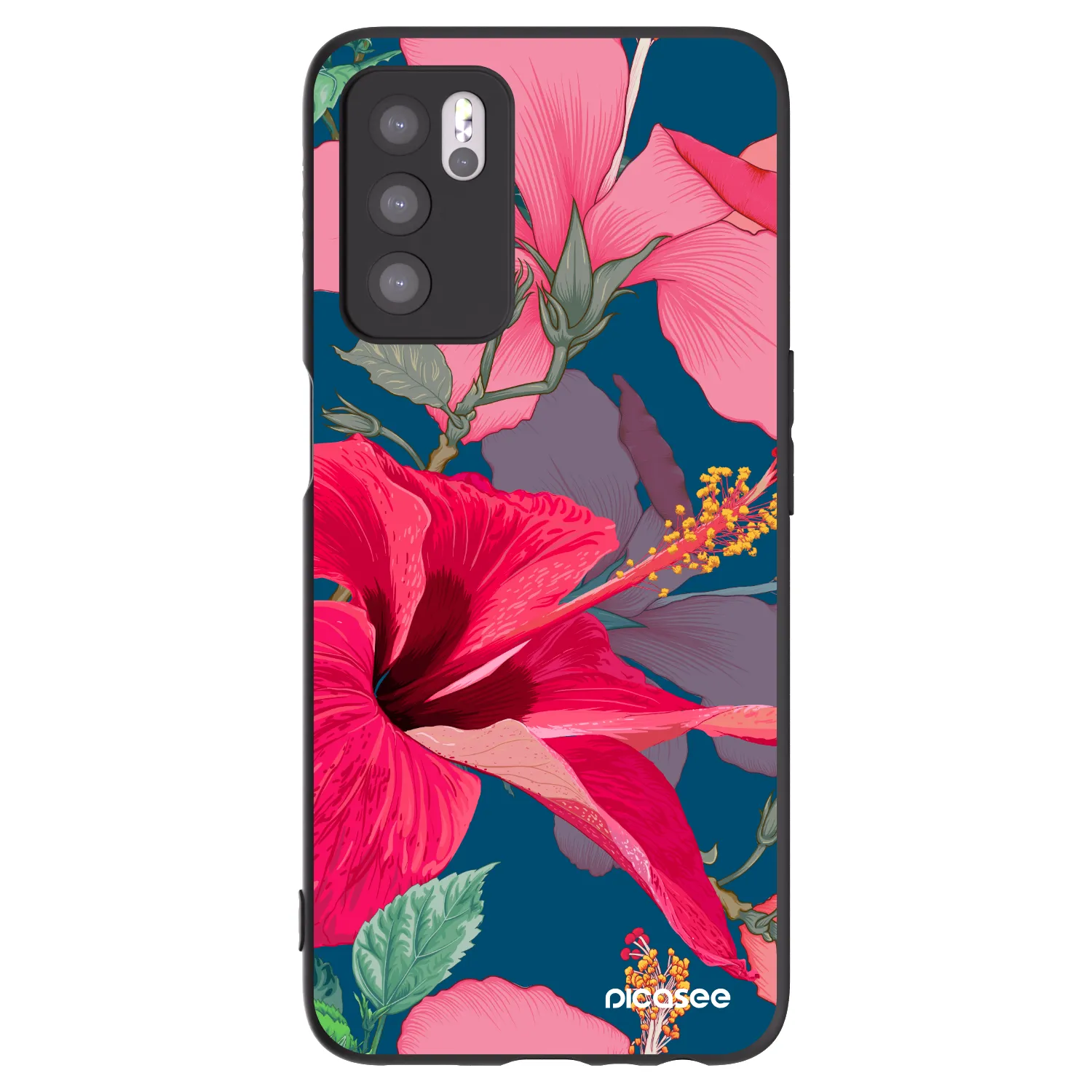 Picasee silikónový čierny obal pre OPPO A16s - Hibiscus