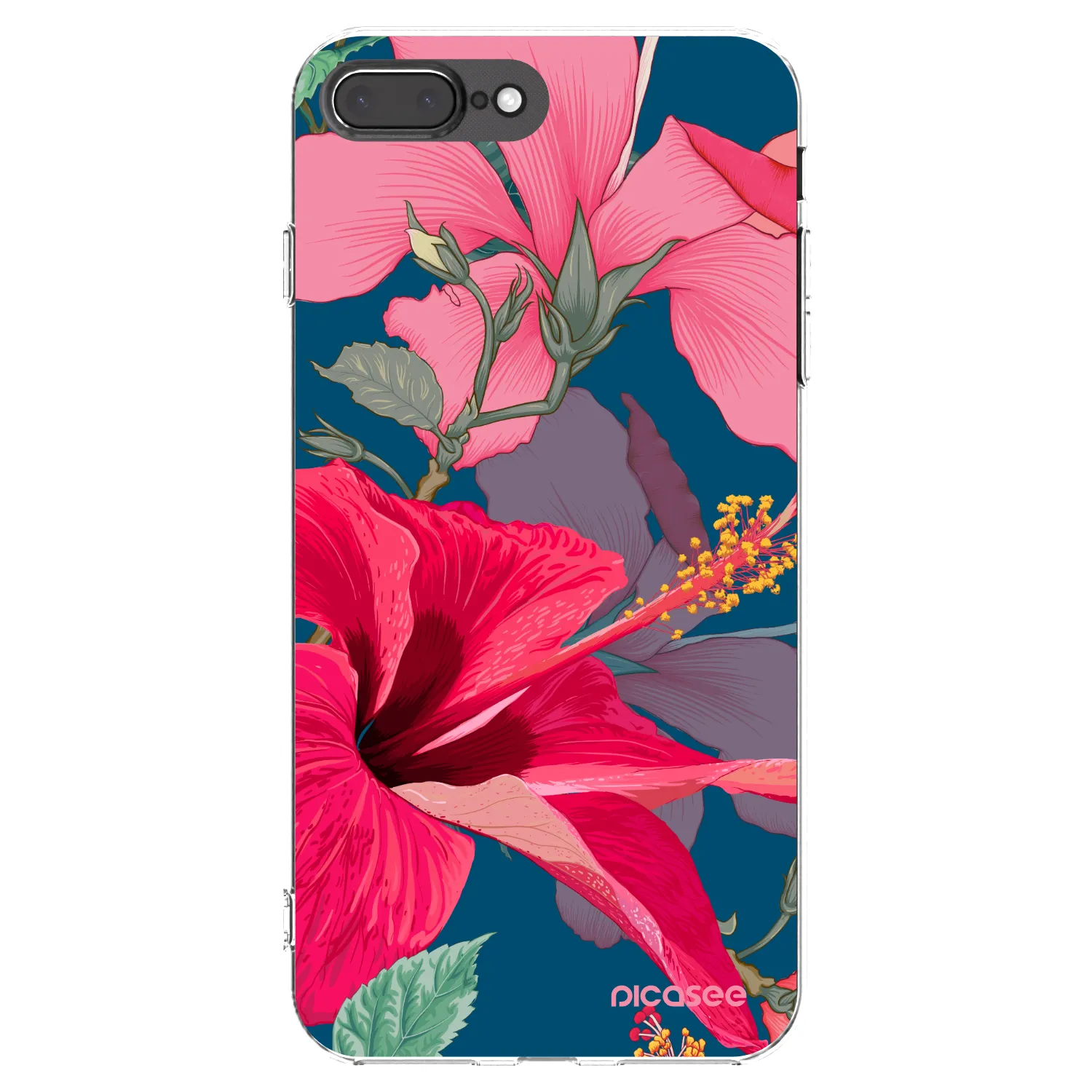 Picasee silikónový prehľadný obal pre Apple iPhone 8 Plus - Hibiscus
