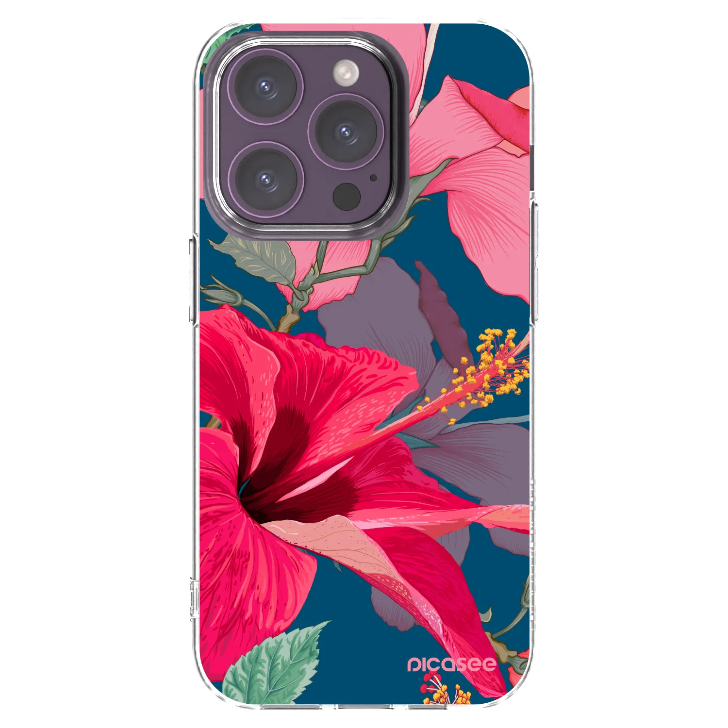 Picasee silikónový prehľadný obal pre Apple iPhone 14 Pro - Hibiscus