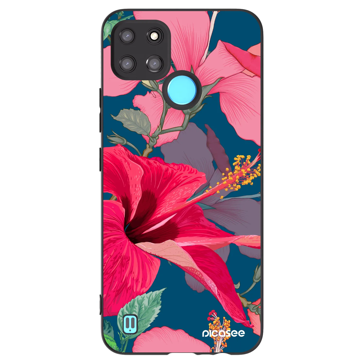 Picasee silikónový čierny obal pre Realme C21Y - Hibiscus