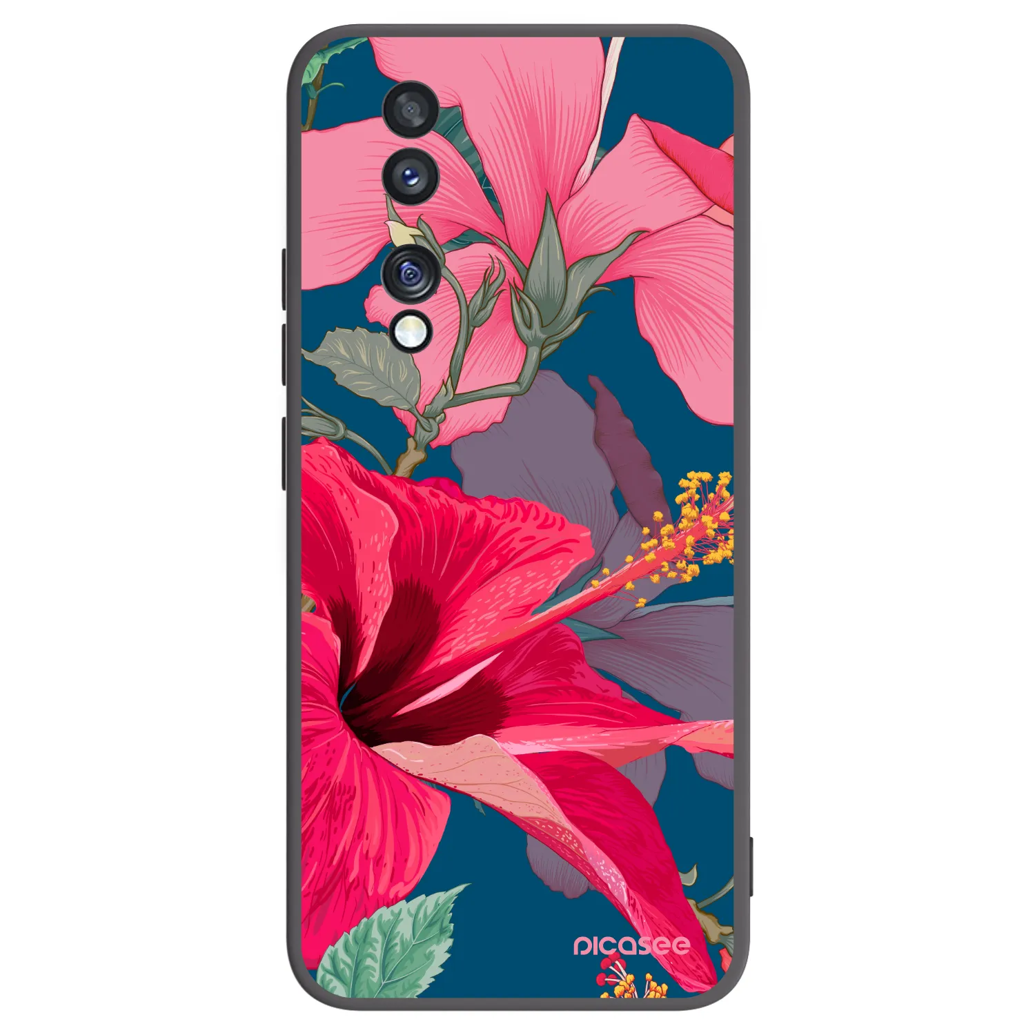 Picasee silikónový čierny obal pre Honor 70 - Hibiscus