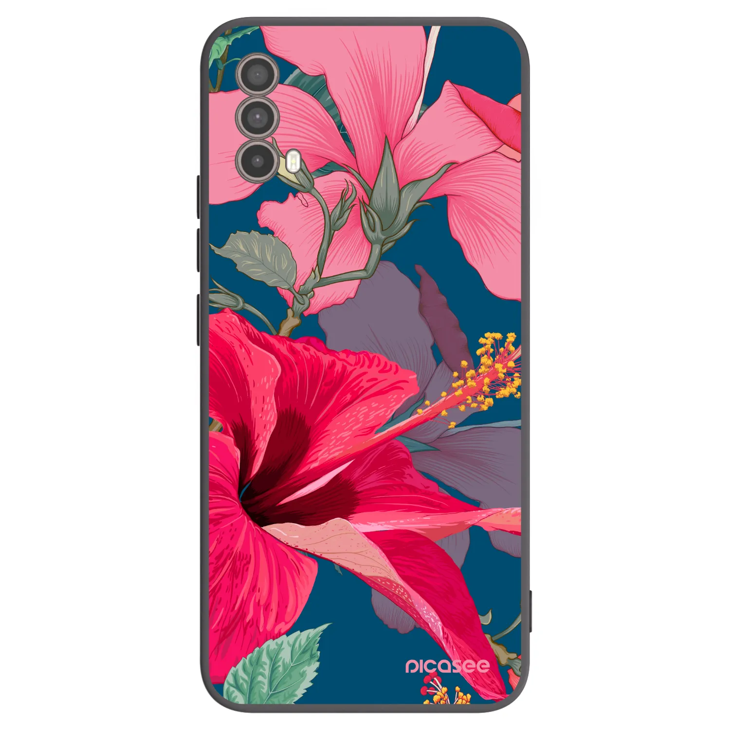 Picasee silikónový čierny obal pre Motorola Moto E40 - Hibiscus