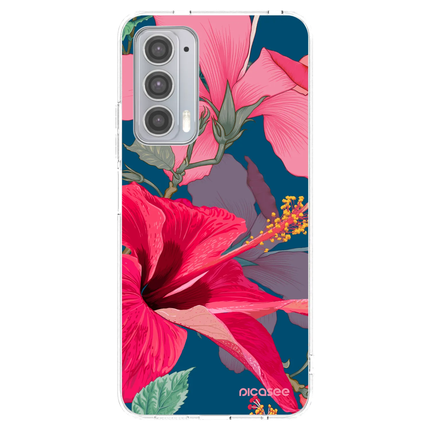 Picasee silikónový prehľadný obal pre Motorola Edge 20 - Hibiscus