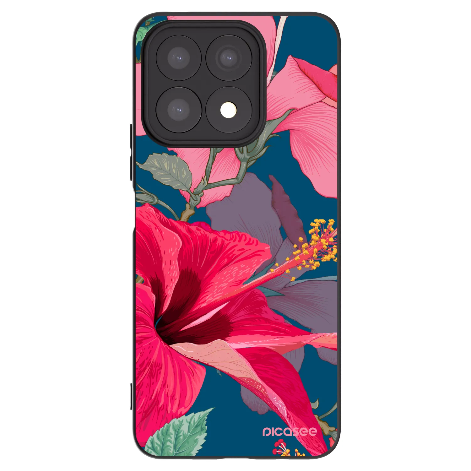 Picasee silikónový čierny obal pre Honor X8a - Hibiscus