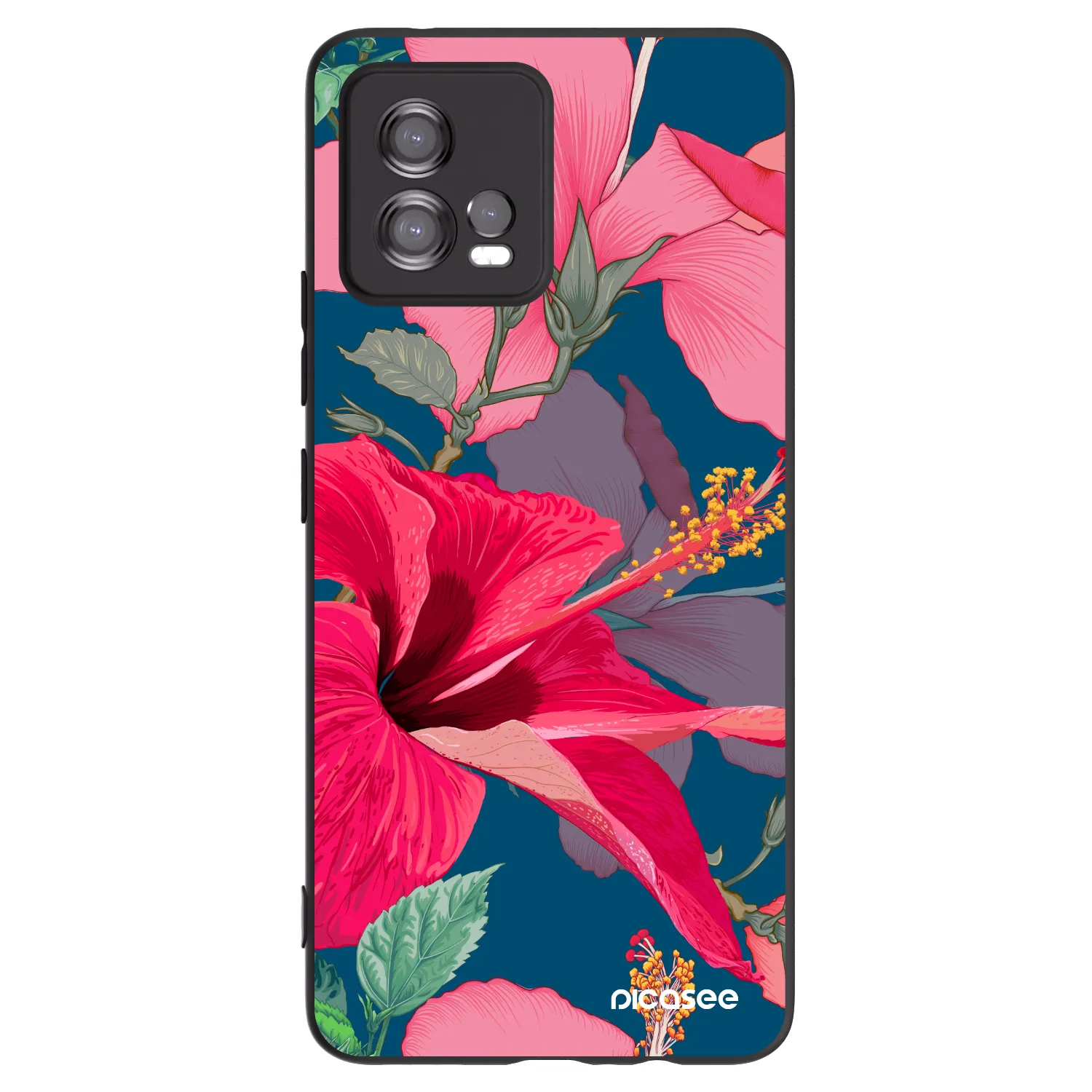 Picasee silikónový čierny obal pre Motorola Moto G72 - Hibiscus