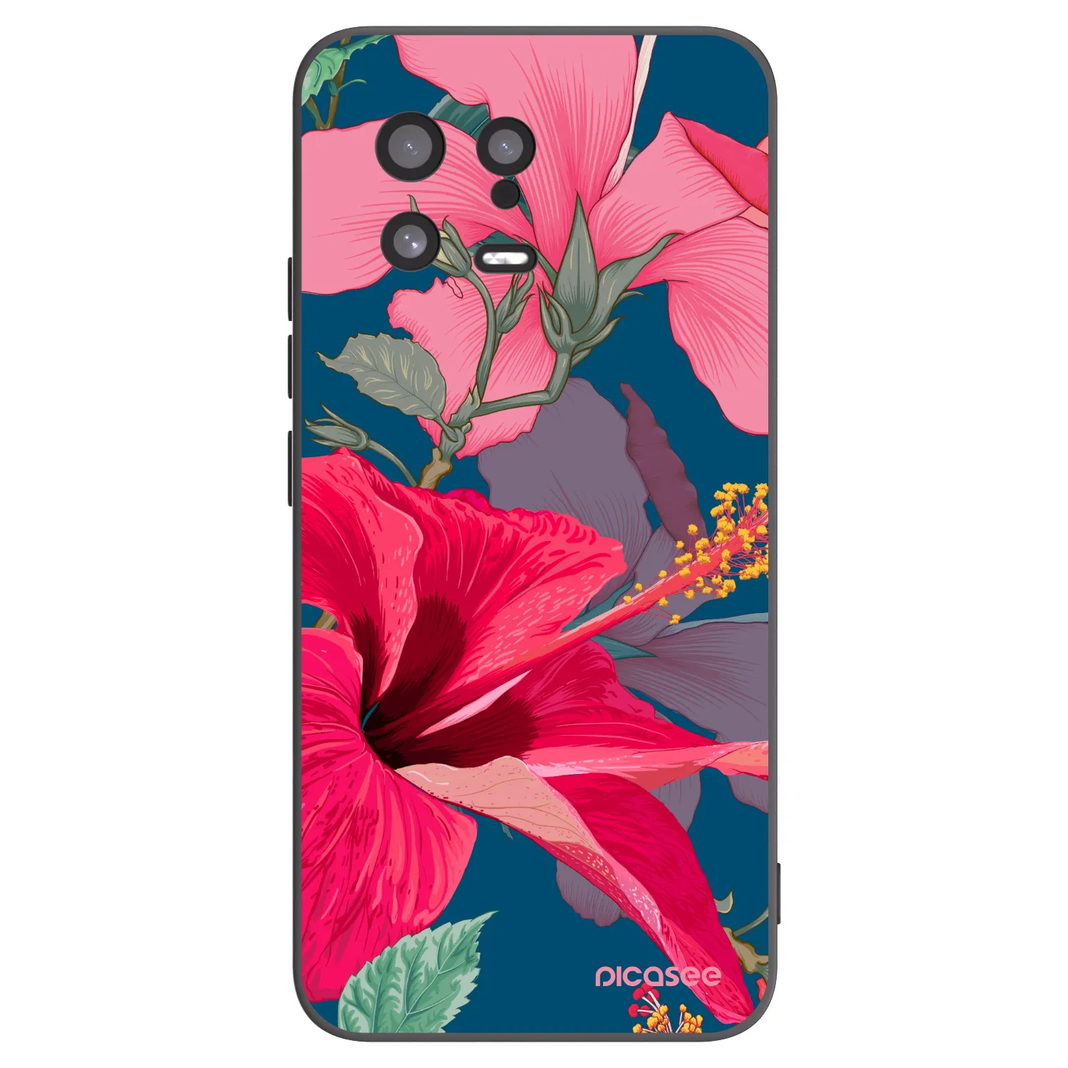 Silikónový čierny obal pre Xiaomi 13 - Hibiscus