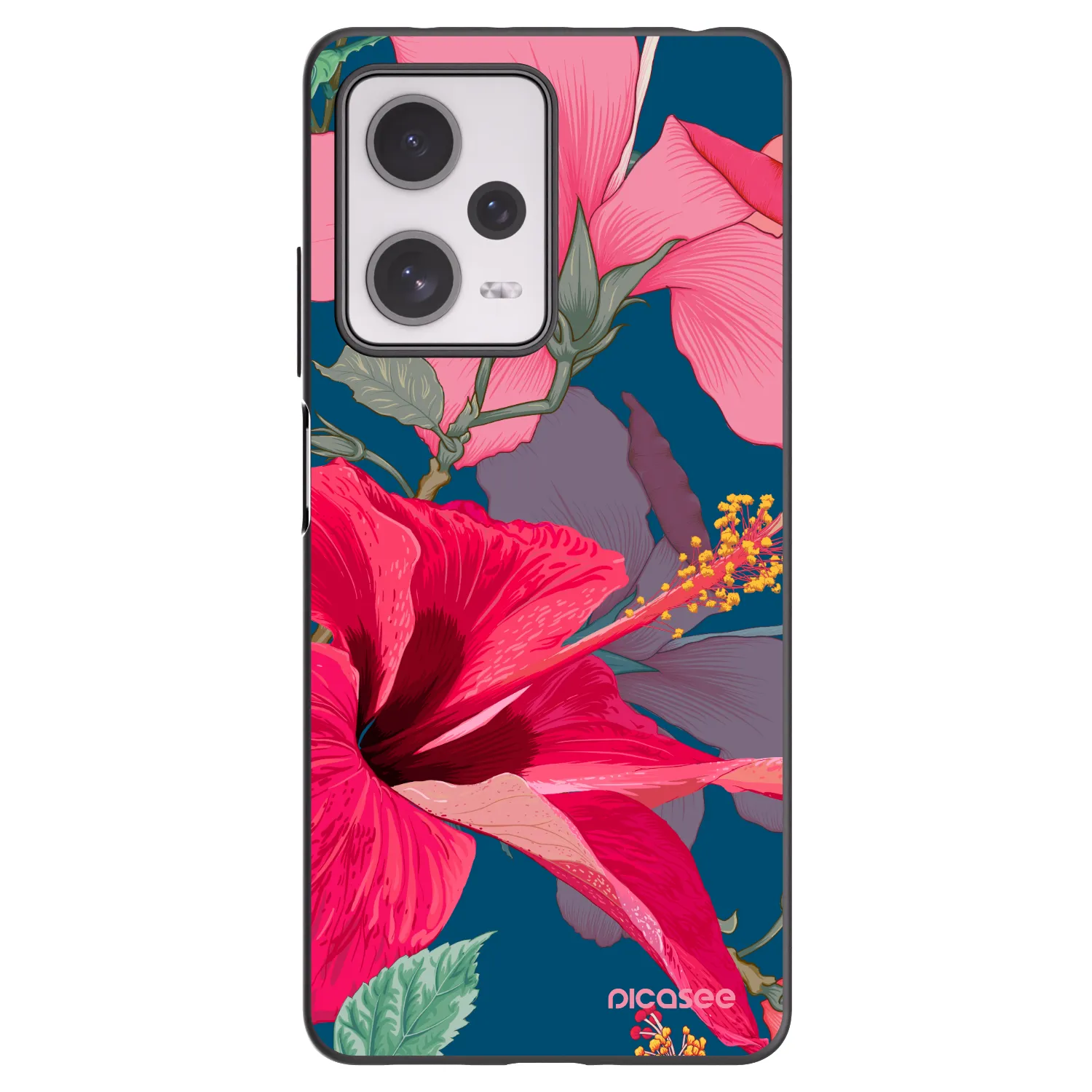Picasee silikónový čierny obal pre Xiaomi Redmi Note 12 Pro+ 5G - Hibiscus