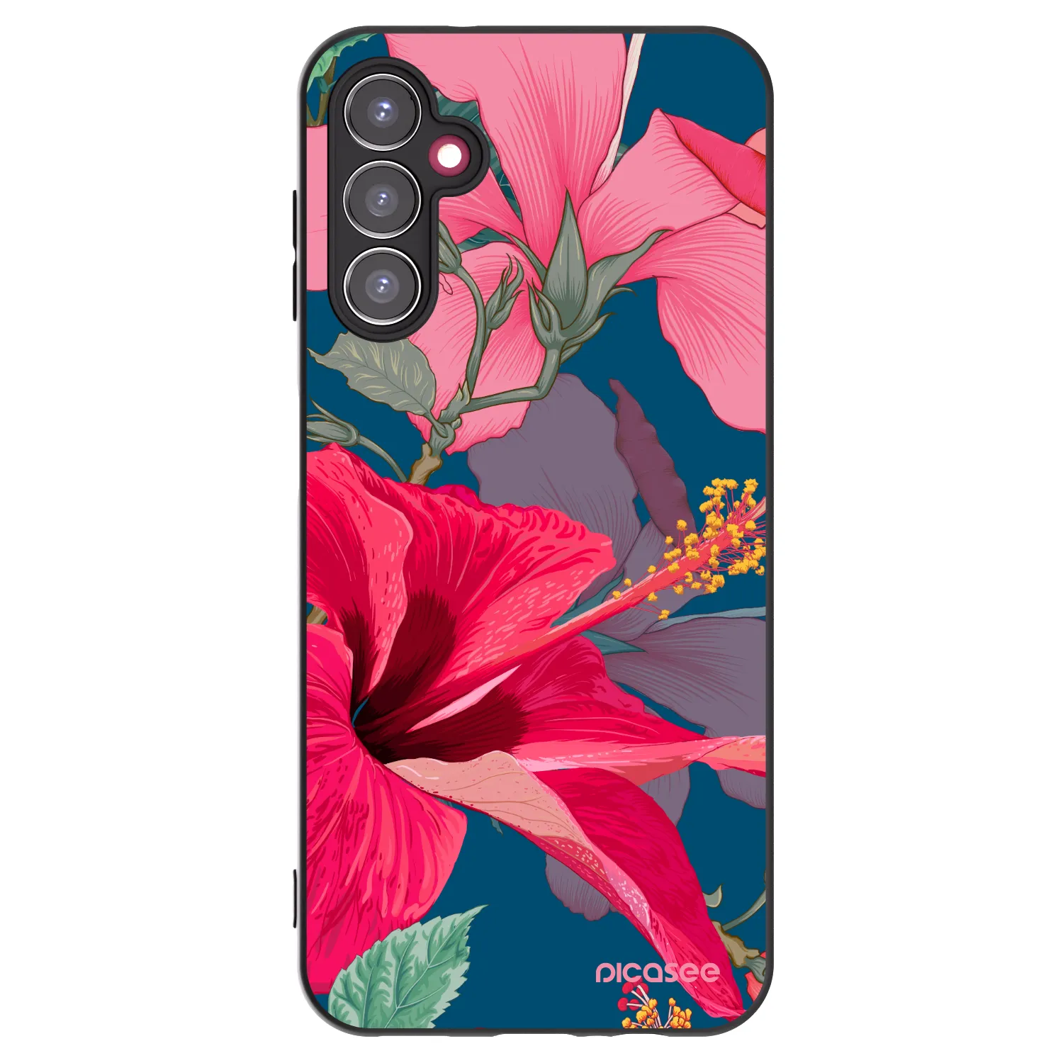 Picasee silikónový čierny obal pre Samsung Galaxy A14 4G A145R - Hibiscus