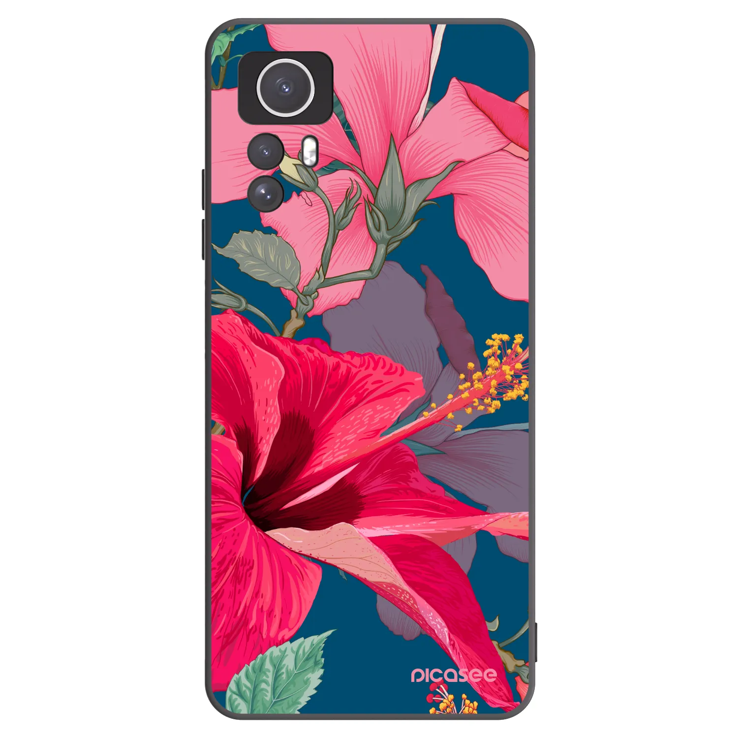 Picasee silikónový čierny obal pre Xiaomi Redmi Note 12S - Hibiscus