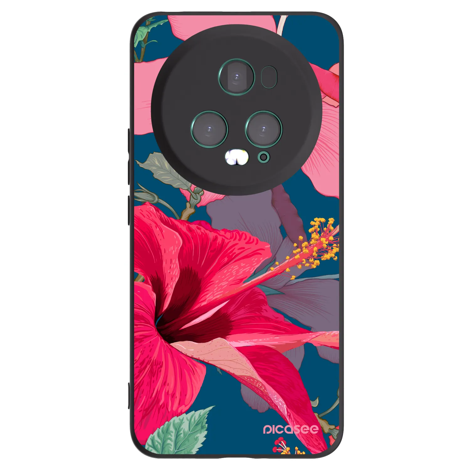 Picasee silikónový čierny obal pre Honor Magic5 Pro - Hibiscus