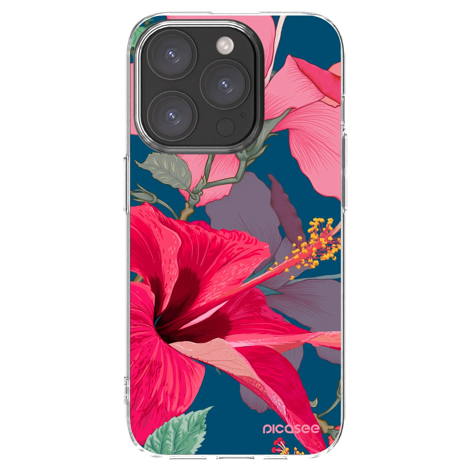 Silikónový prehľadný obal pre Apple iPhone 15 Pro - Hibiscus