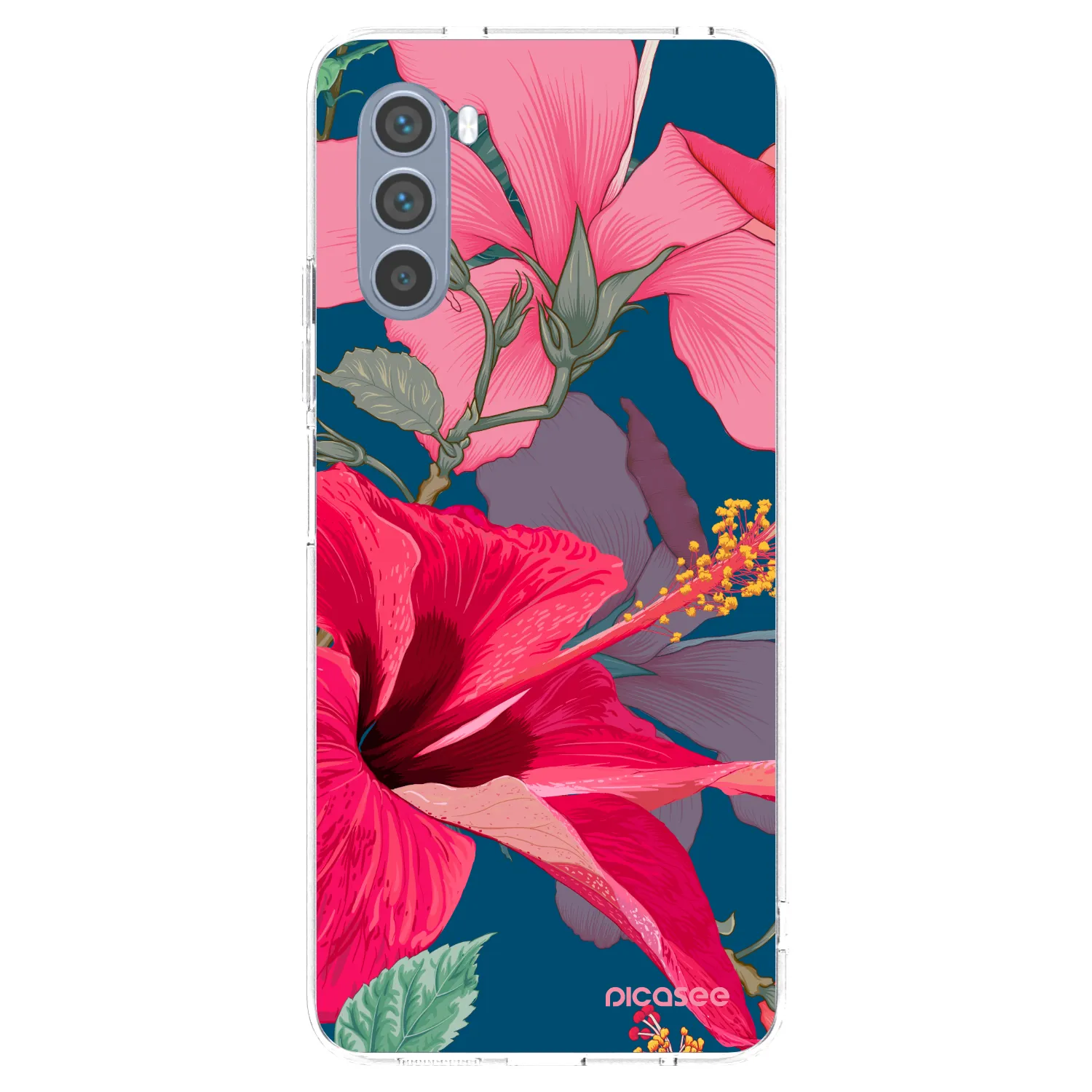 Silikónový prehľadný obal pre Motorola Moto G62 - Hibiscus