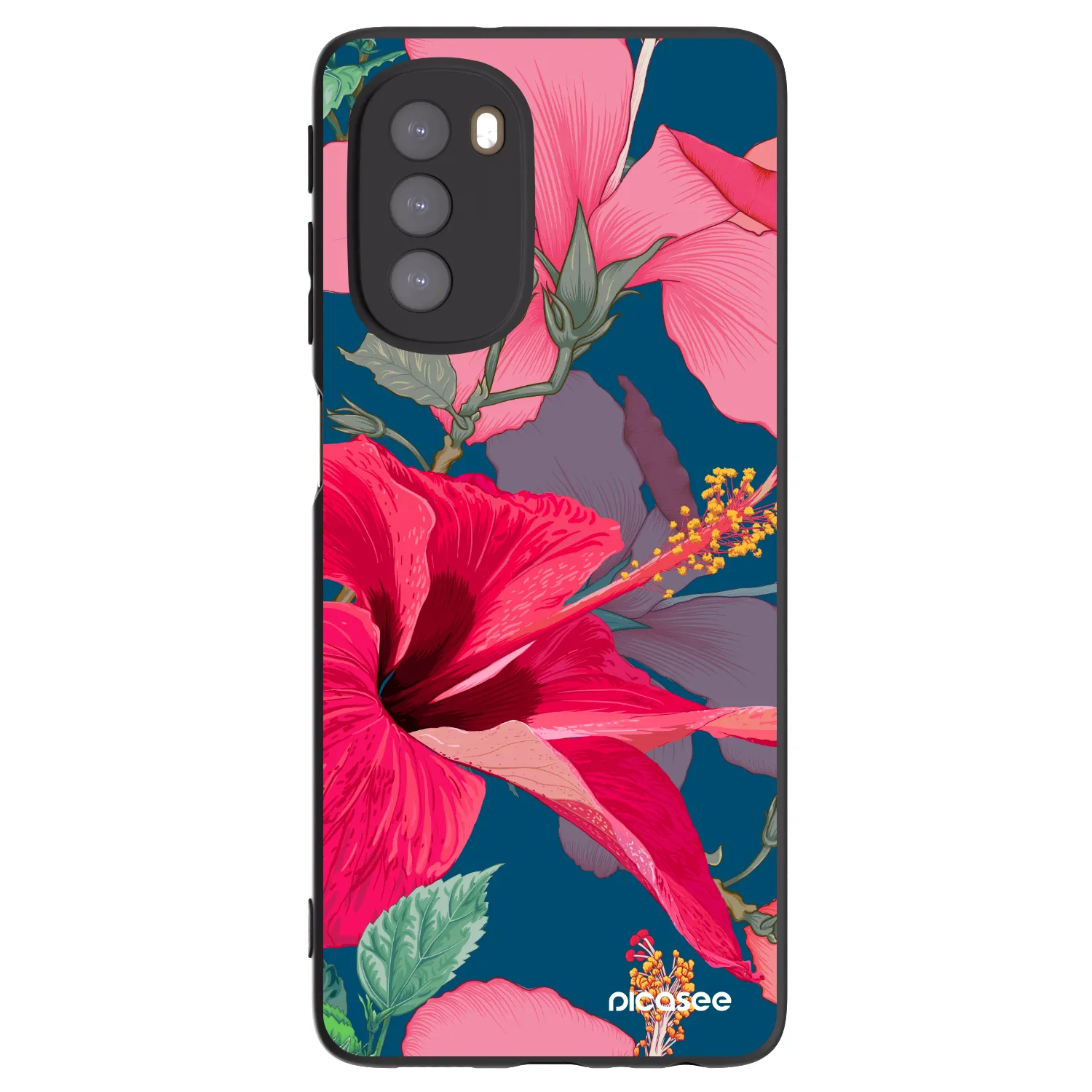 Picasee silikónový čierny obal pre Motorola Moto G51 - Hibiscus