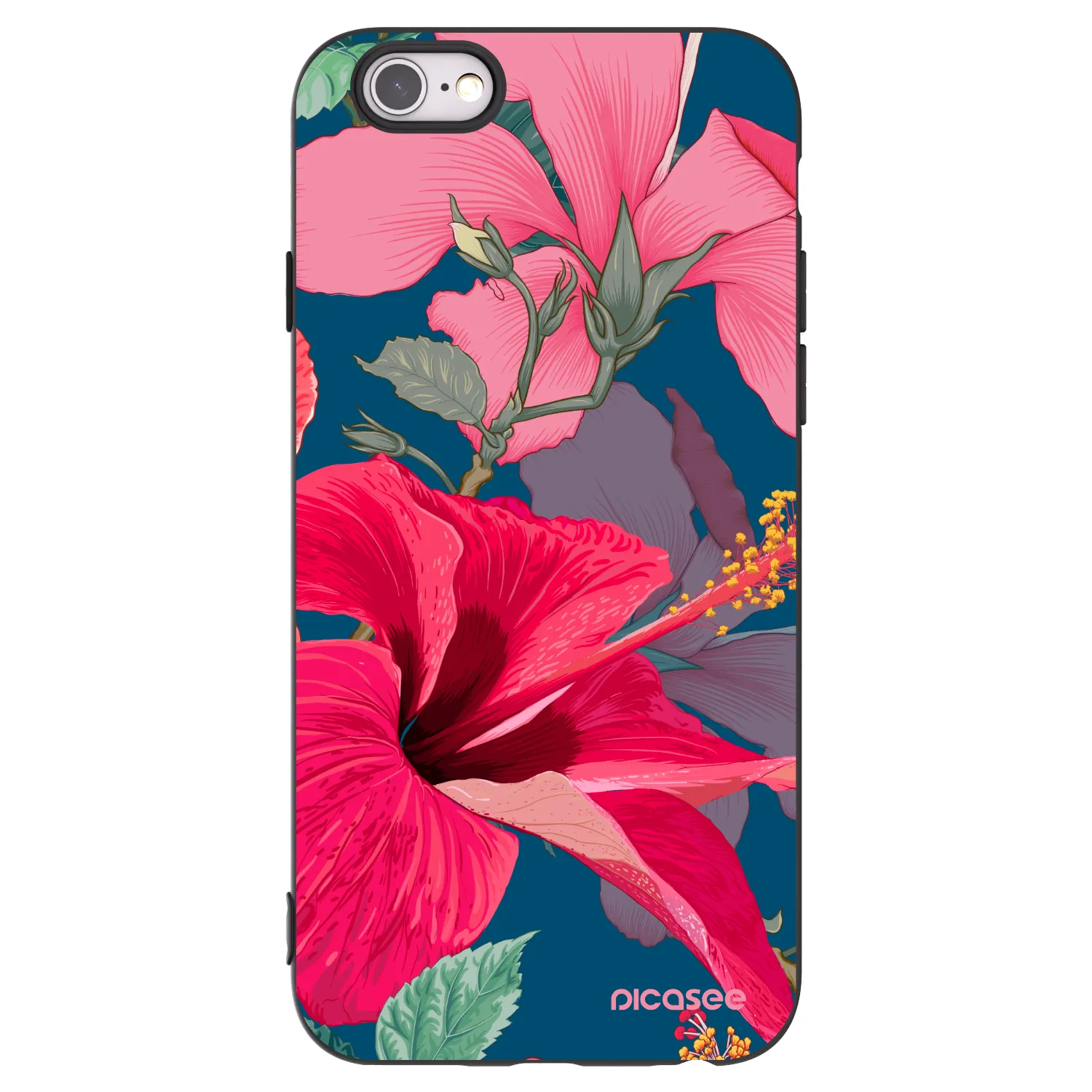 Picasee silikónový čierny obal pre Apple iPhone 6/6S - Hibiscus