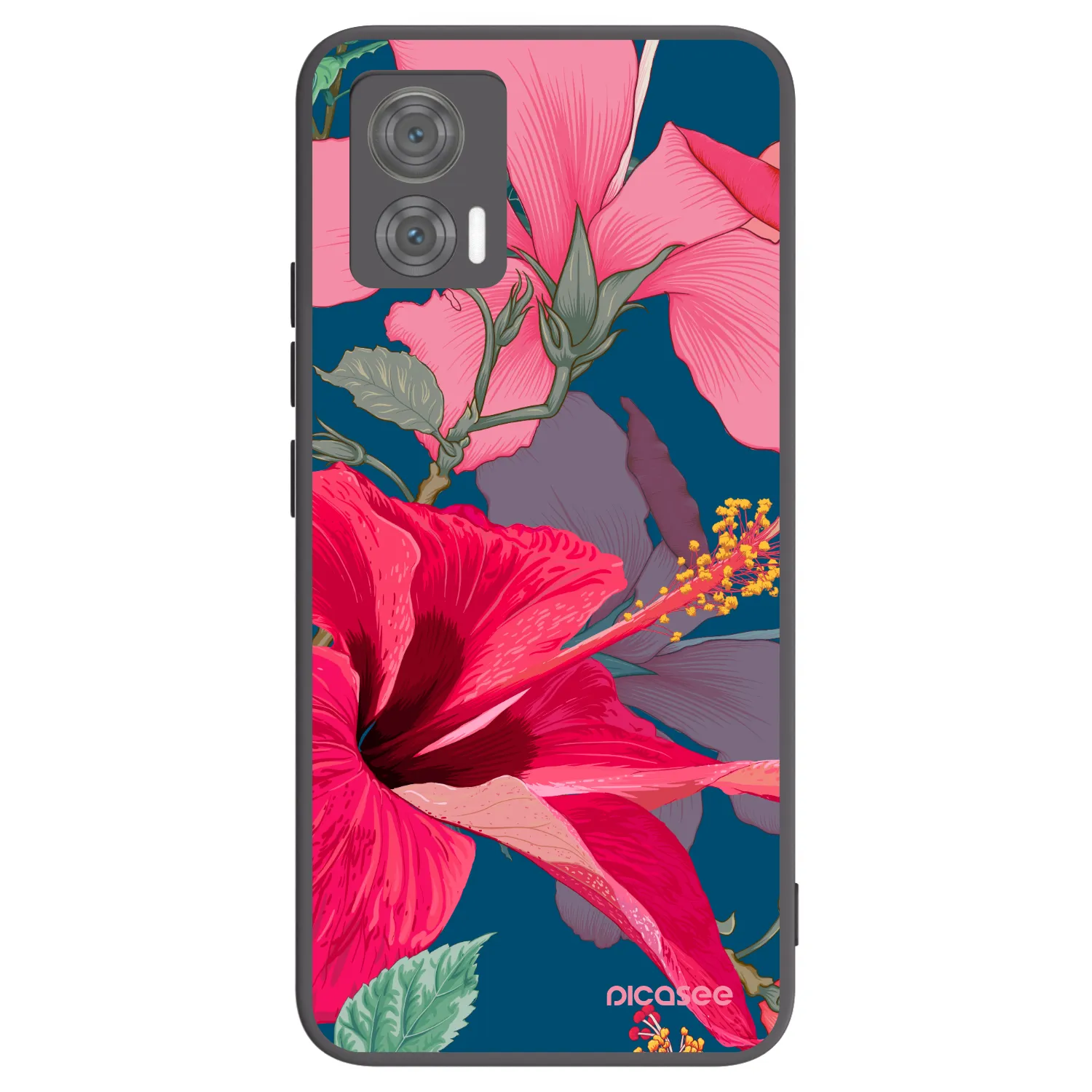 Picasee silikónový čierny obal pre Motorola Edge 30 Neo - Hibiscus