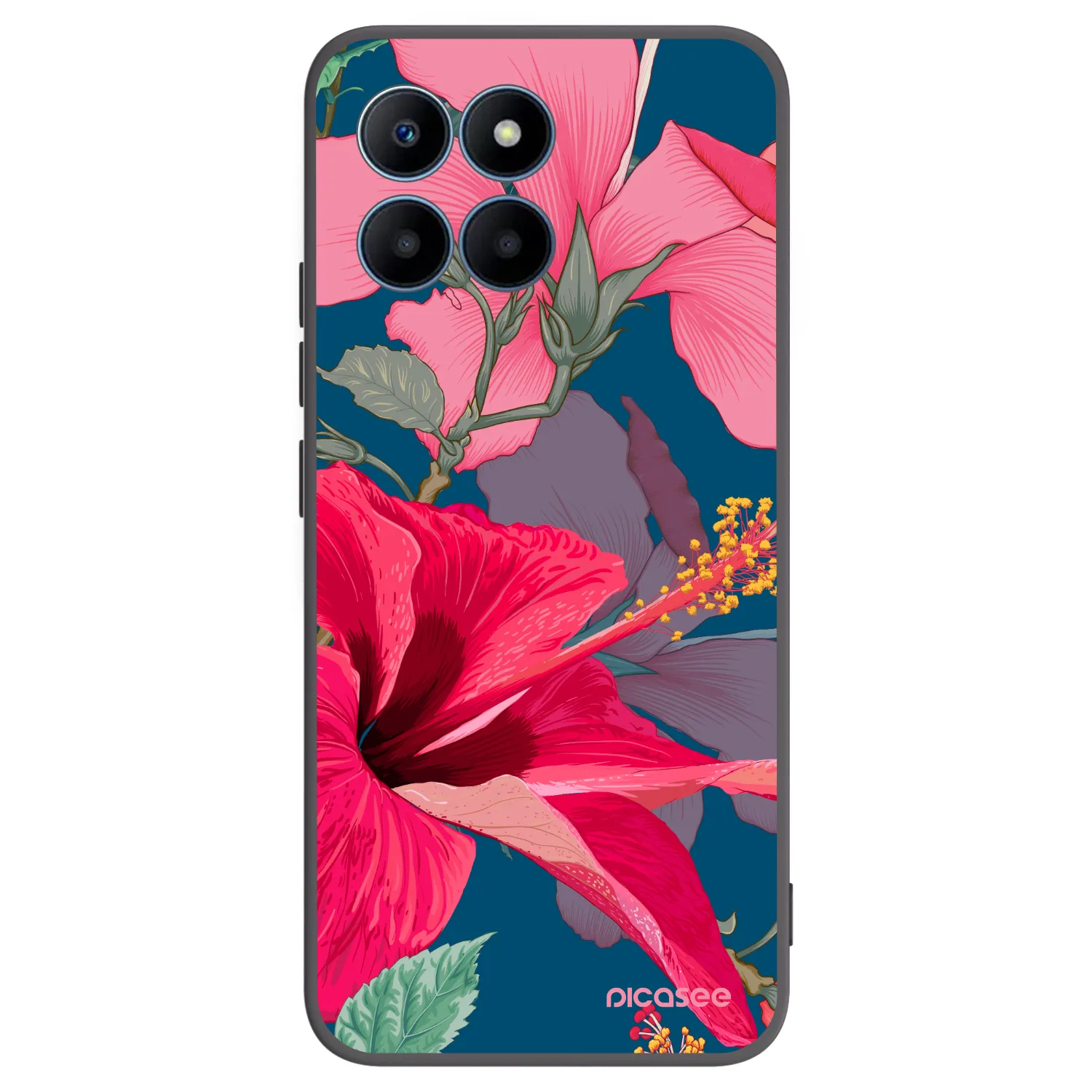 Picasee silikónový čierny obal pre Honor 70 Lite - Hibiscus