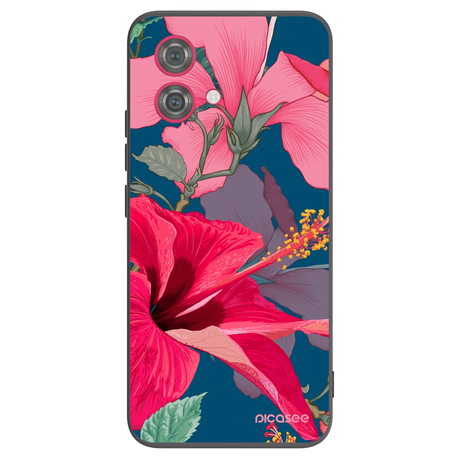 Silikónový čierny obal pre Motorola Moto G84 5G - Hibiscus
