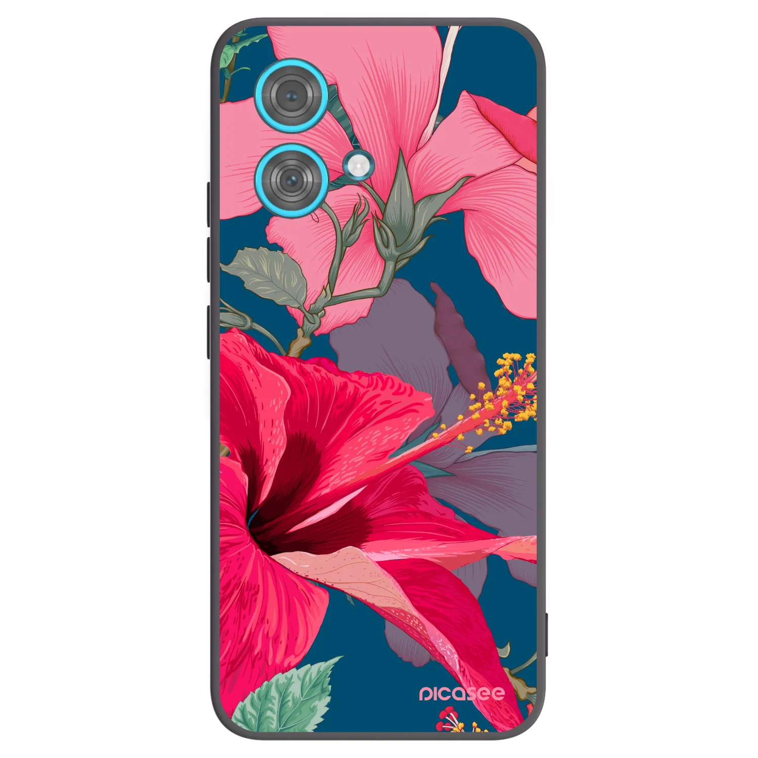 Silikónový čierny obal pre Motorola Edge 40 Neo - Hibiscus