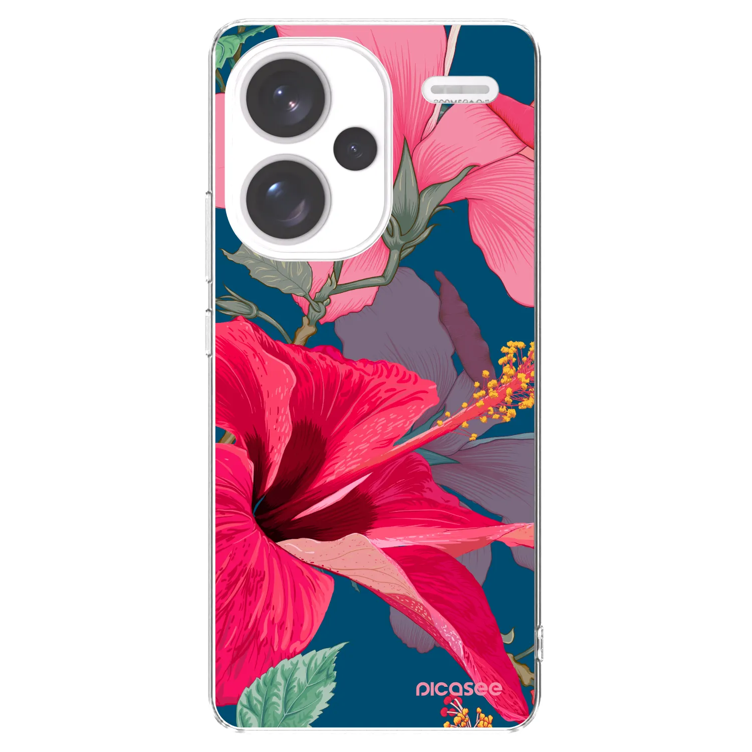 Silikónový prehľadný obal pre Xiaomi Redmi Note 13 Pro+ 5G - Hibiscus