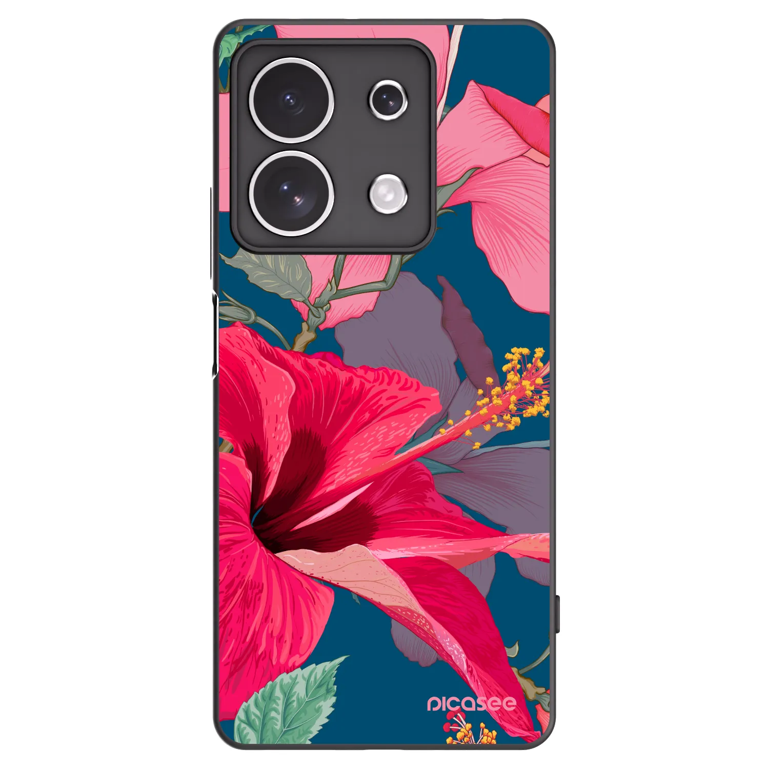 Picasee silikónový čierny obal pre Xiaomi Redmi Note 13 4G - Hibiscus