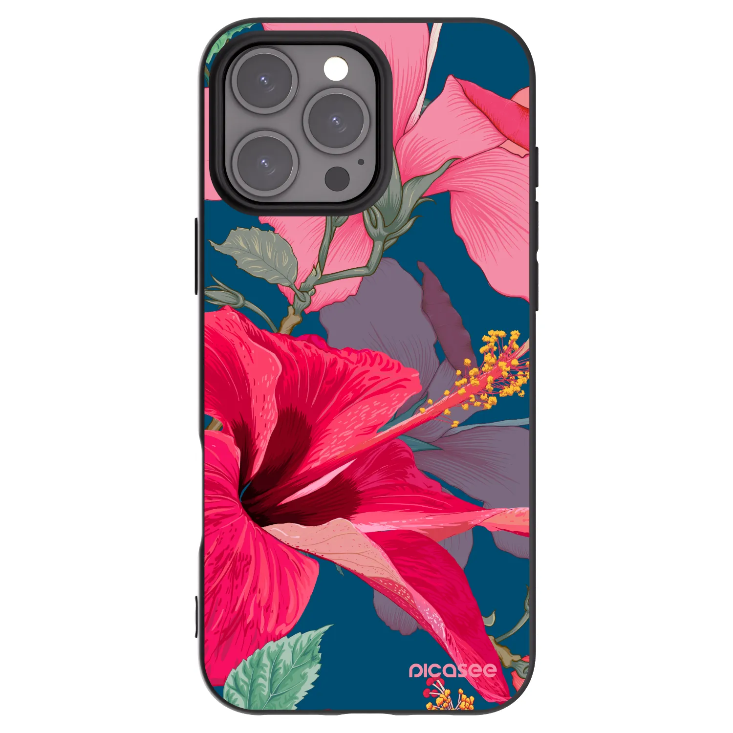 Picasee silikónový čierny obal pre Apple iPhone 16 Pro Max - Hibiscus