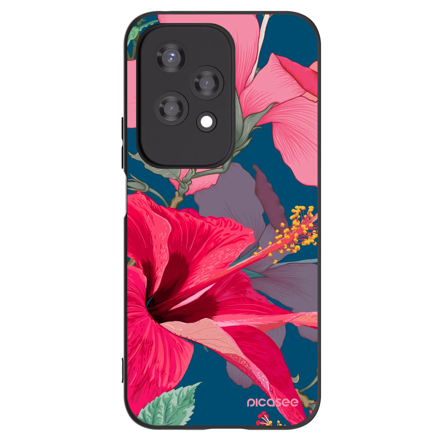 Silikónový čierny obal pre Honor 200 Lite - Hibiscus