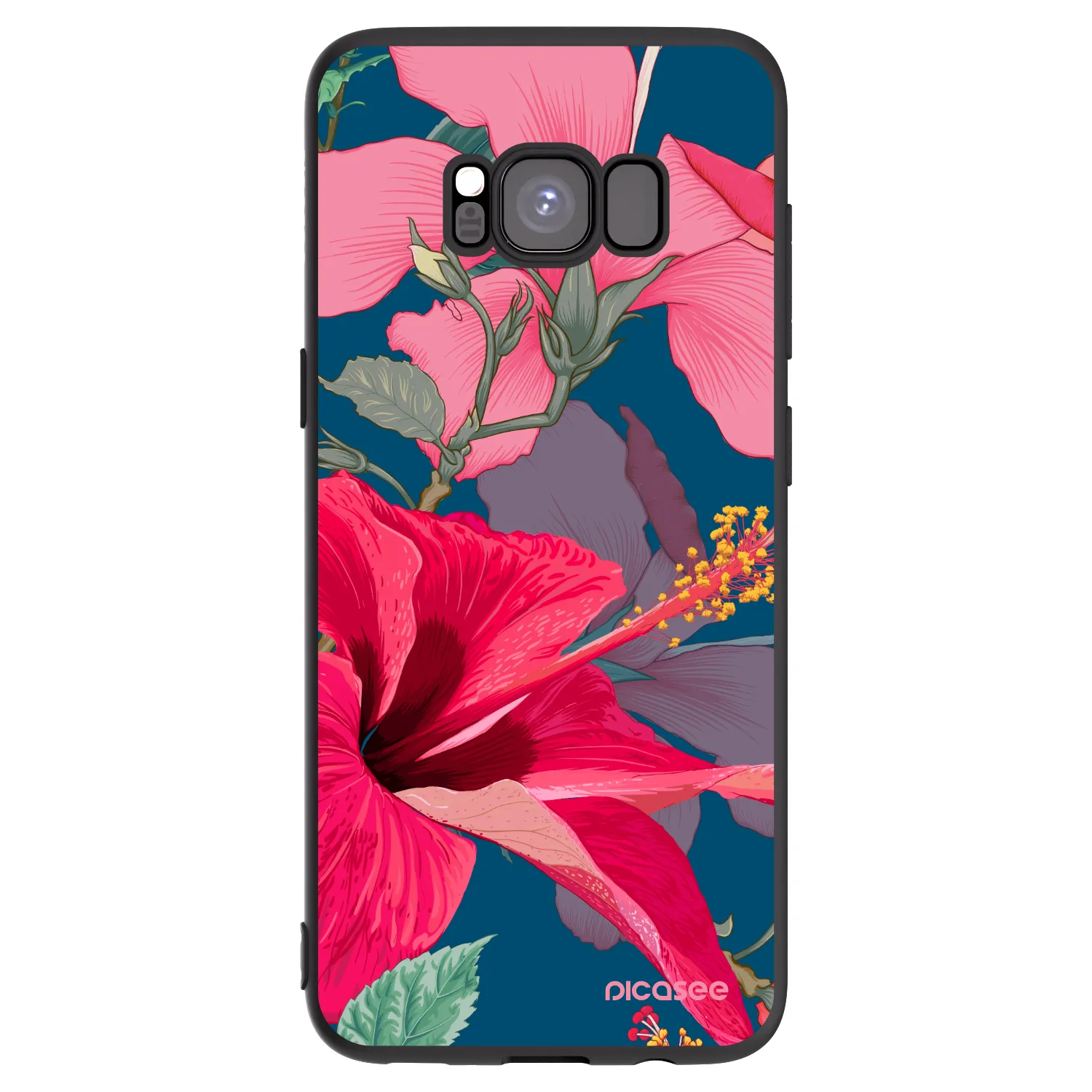 Picasee silikónový čierny obal pre Samsung Galaxy S8 G950F - Hibiscus