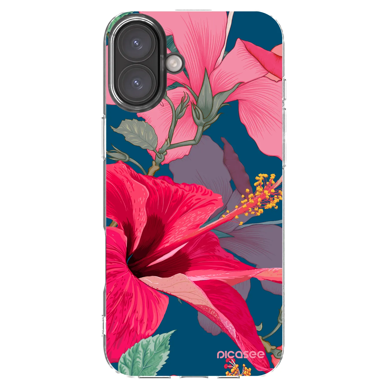 Picasee silikónový prehľadný obal pre Apple iPhone 16 Plus - Hibiscus
